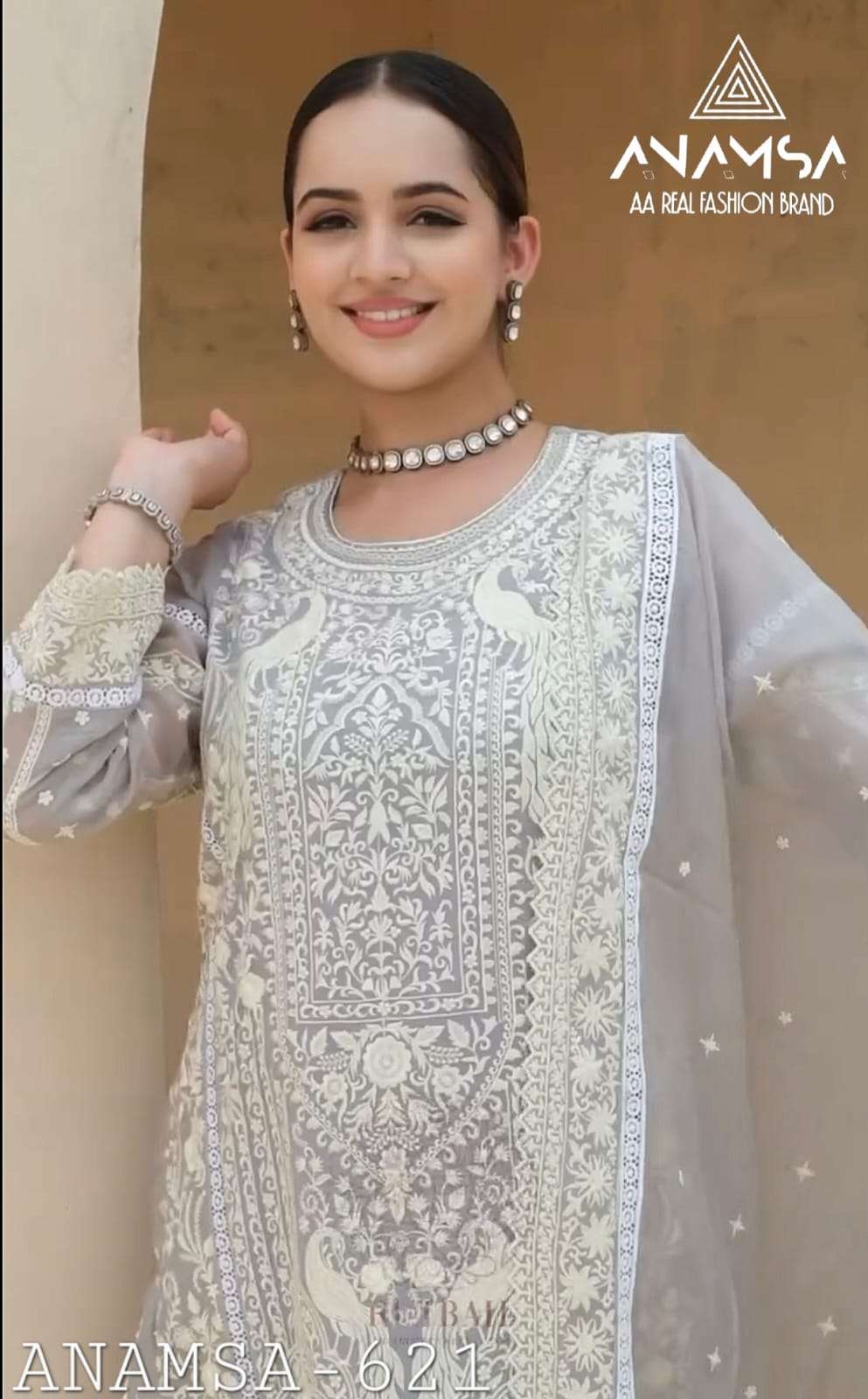 ANAMSA - 621 PURE FOX GEORGETTE HEAVY EMBROIDERED PARTY WEAR SUIT