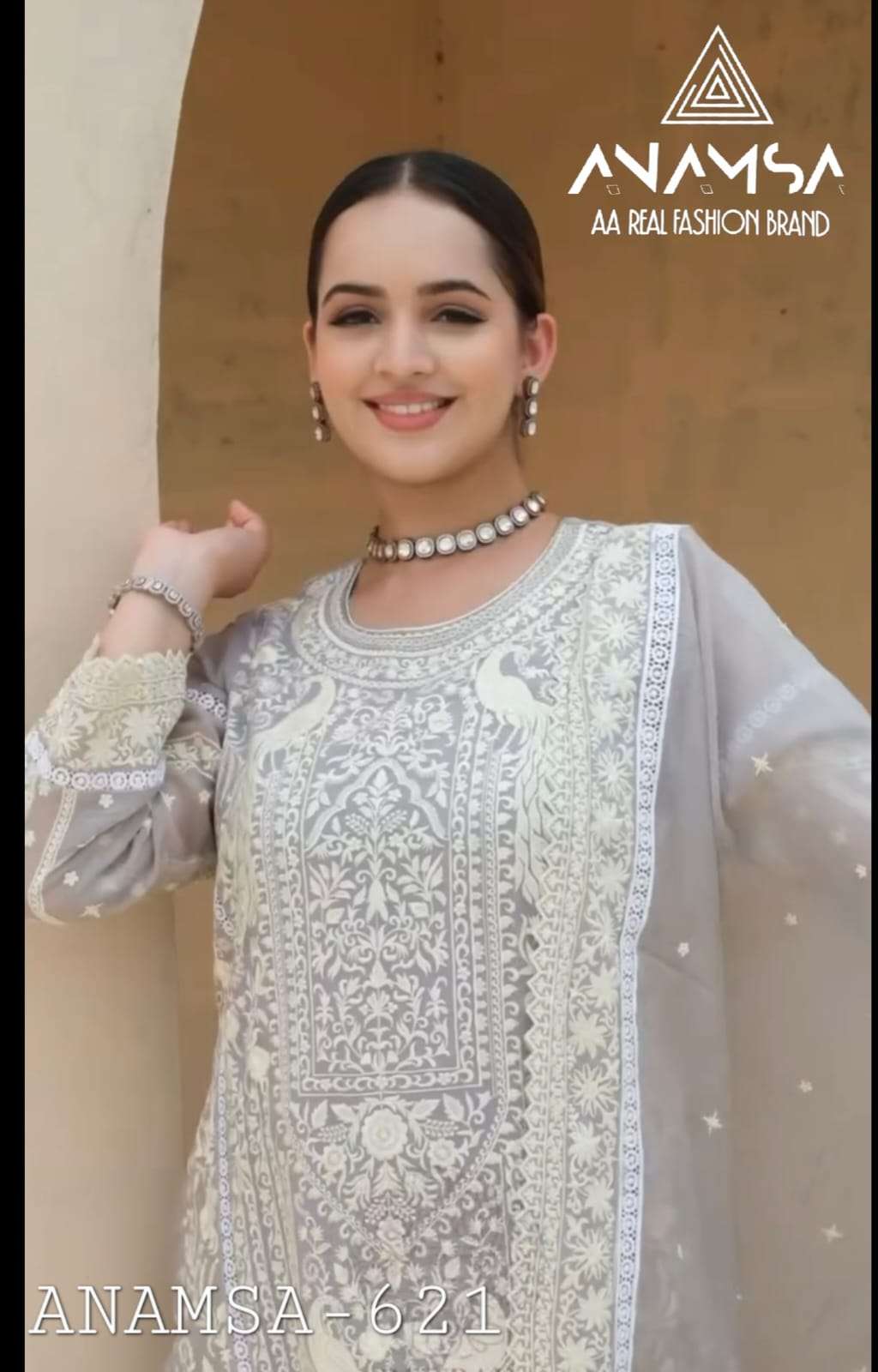 ANAMSA - 621 PURE FOX GEORGETTE HEAVY EMBROIDERED PARTY WEAR SUIT