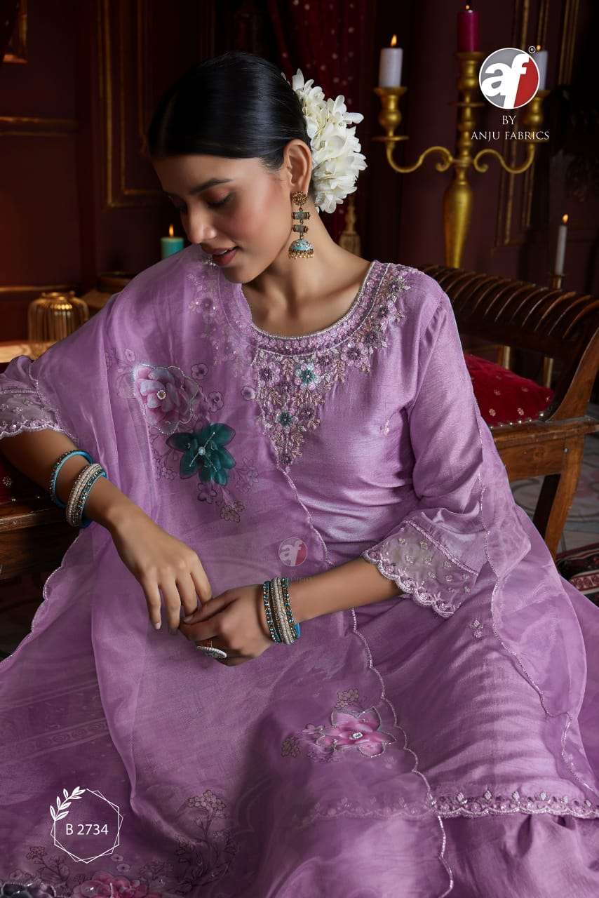 ANJU FABRICS B 2734 LOVENDER SHADE PREETY LOOK DESIGNER LADIES SUIT