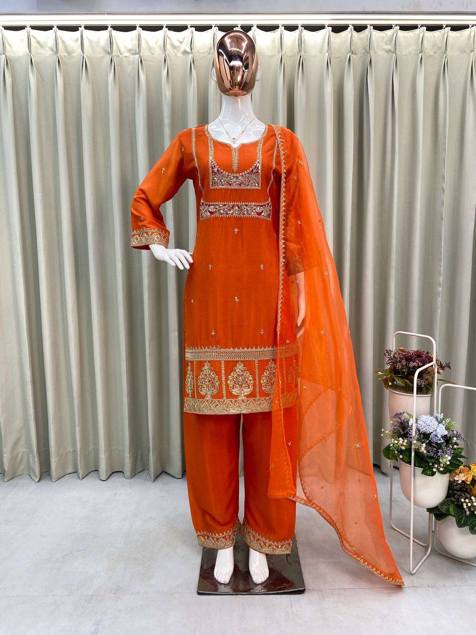BE 303 FANCY DESIGNER WORK TOP PANT AND DUPATTA SET