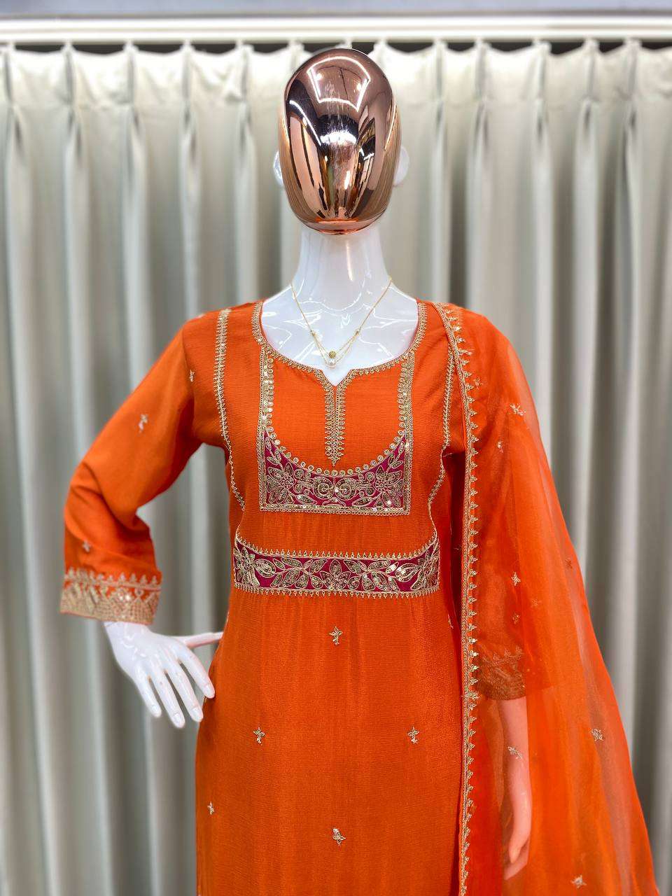 BE 303 FANCY DESIGNER WORK TOP PANT AND DUPATTA SET