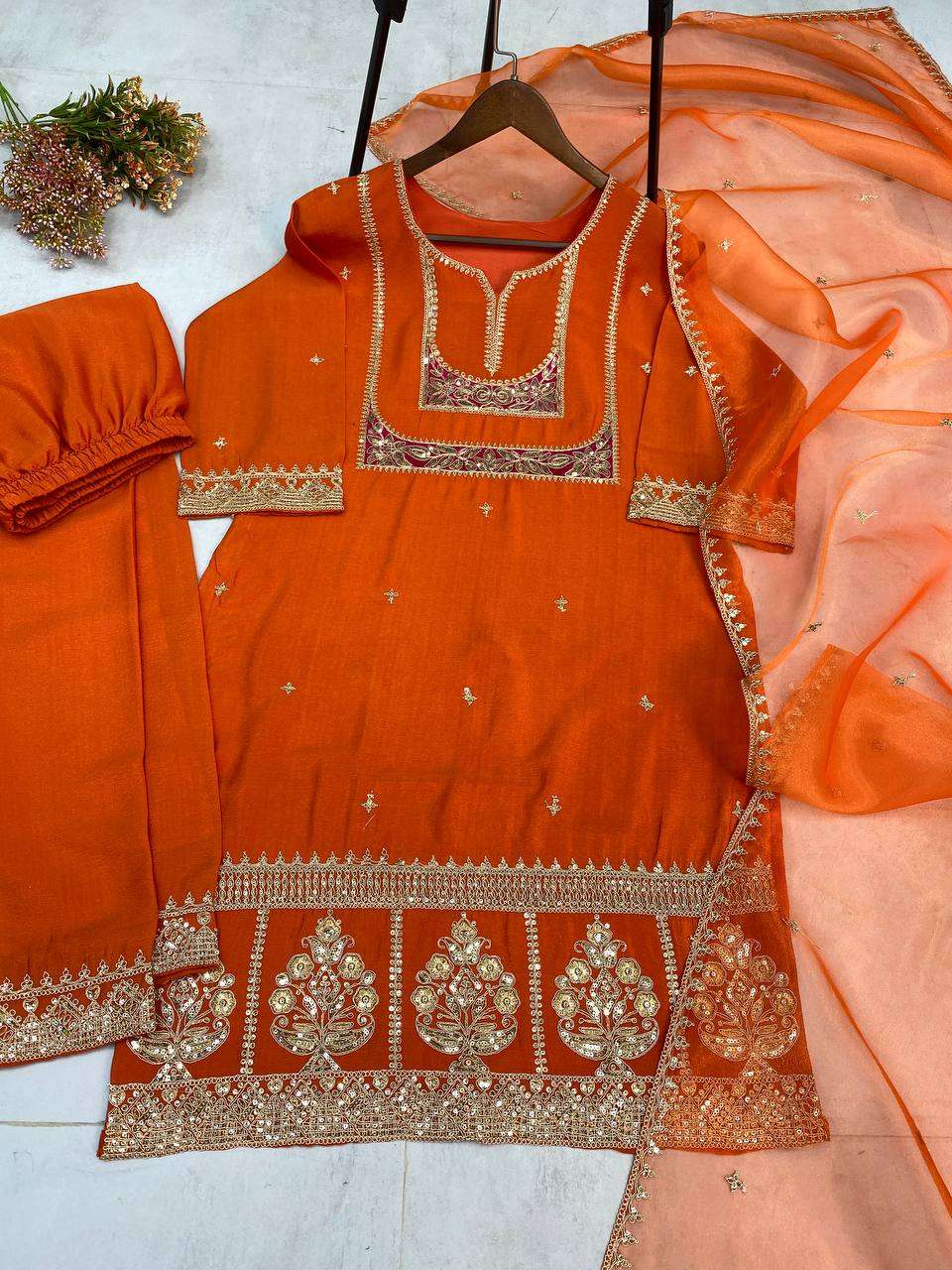 BE 303 FANCY DESIGNER WORK TOP PANT AND DUPATTA SET