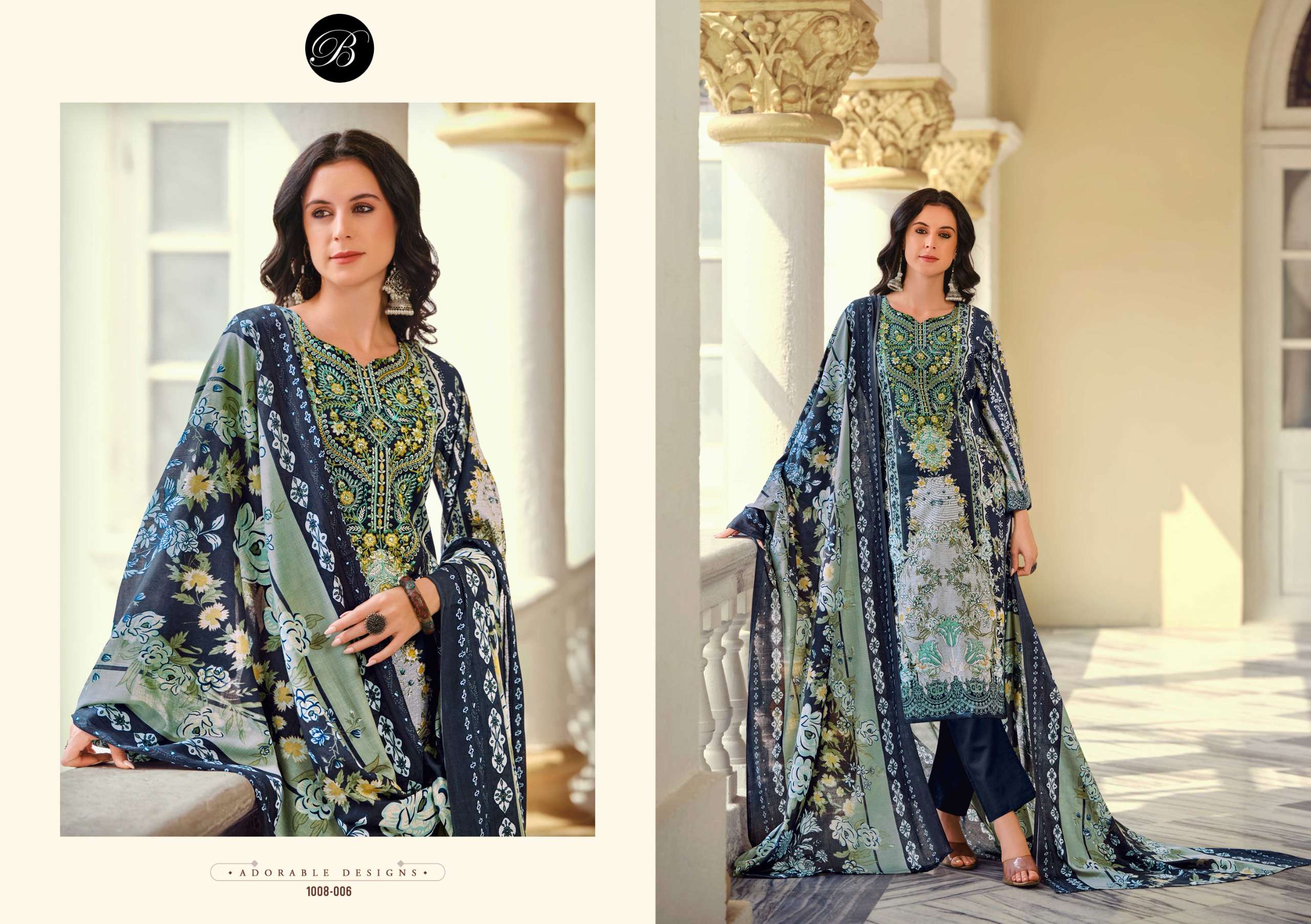 BELLIZA DESIGNER STUDIO NAIRA VOL 84 COTTON DIGITAL PRINTS WITH WORK SUIT