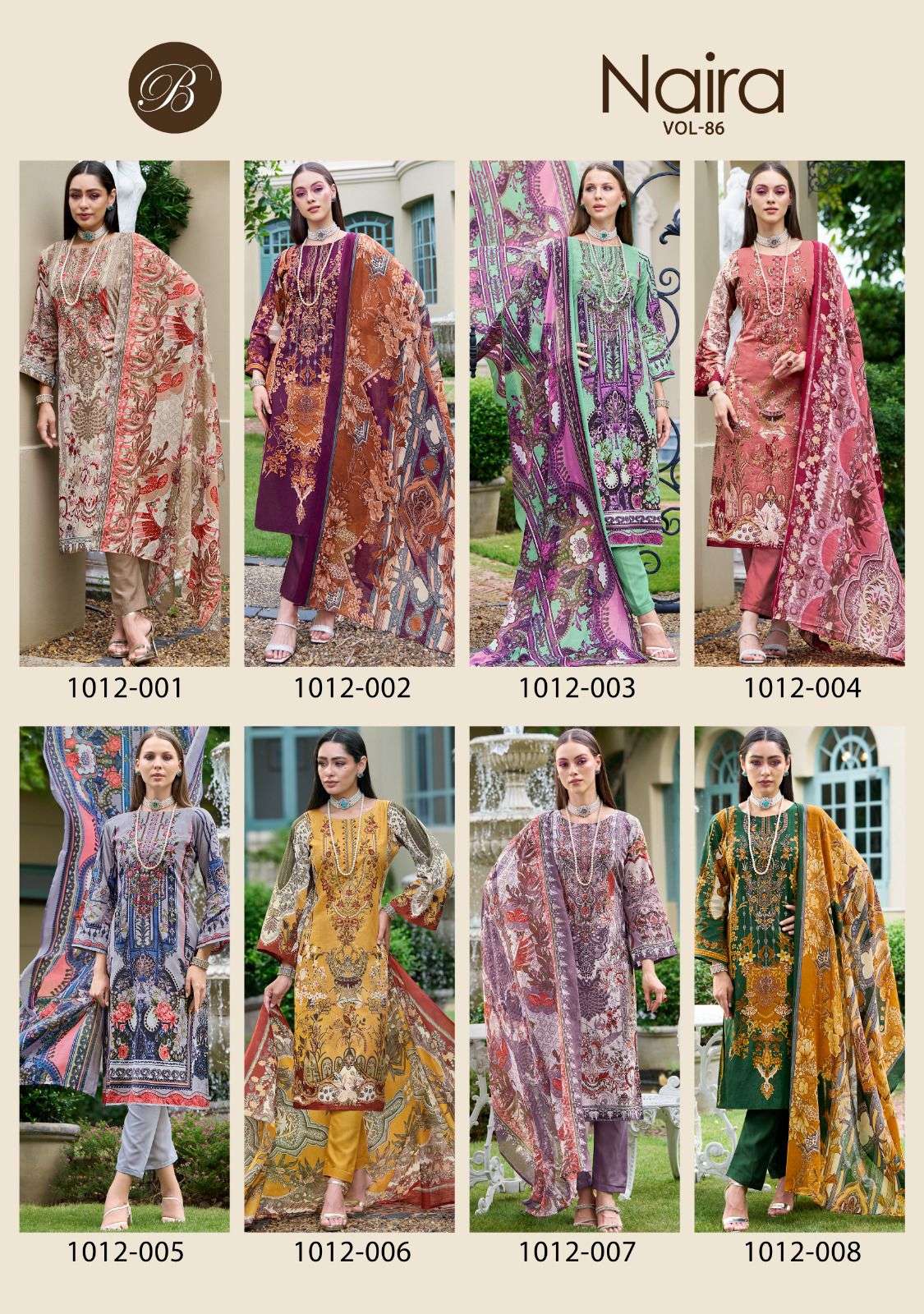 BELLIZA DESIGNER STUDIO NAIRA VOL 86 COTTON DIGITAL PRINTS WITH FANCY WORK SUIT
