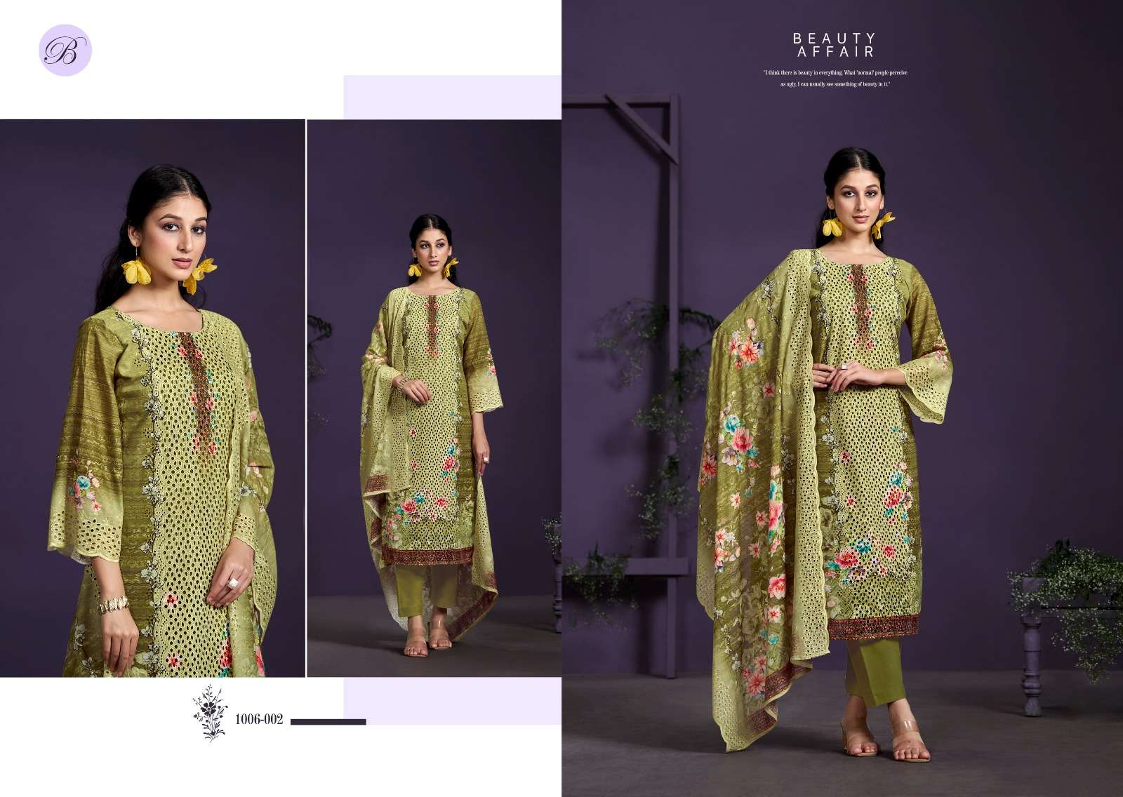BELLIZA DESIGNER STUDIO NAKKASHI VOL 2 COTTON PRINT WITH FANCY WORK SUIT