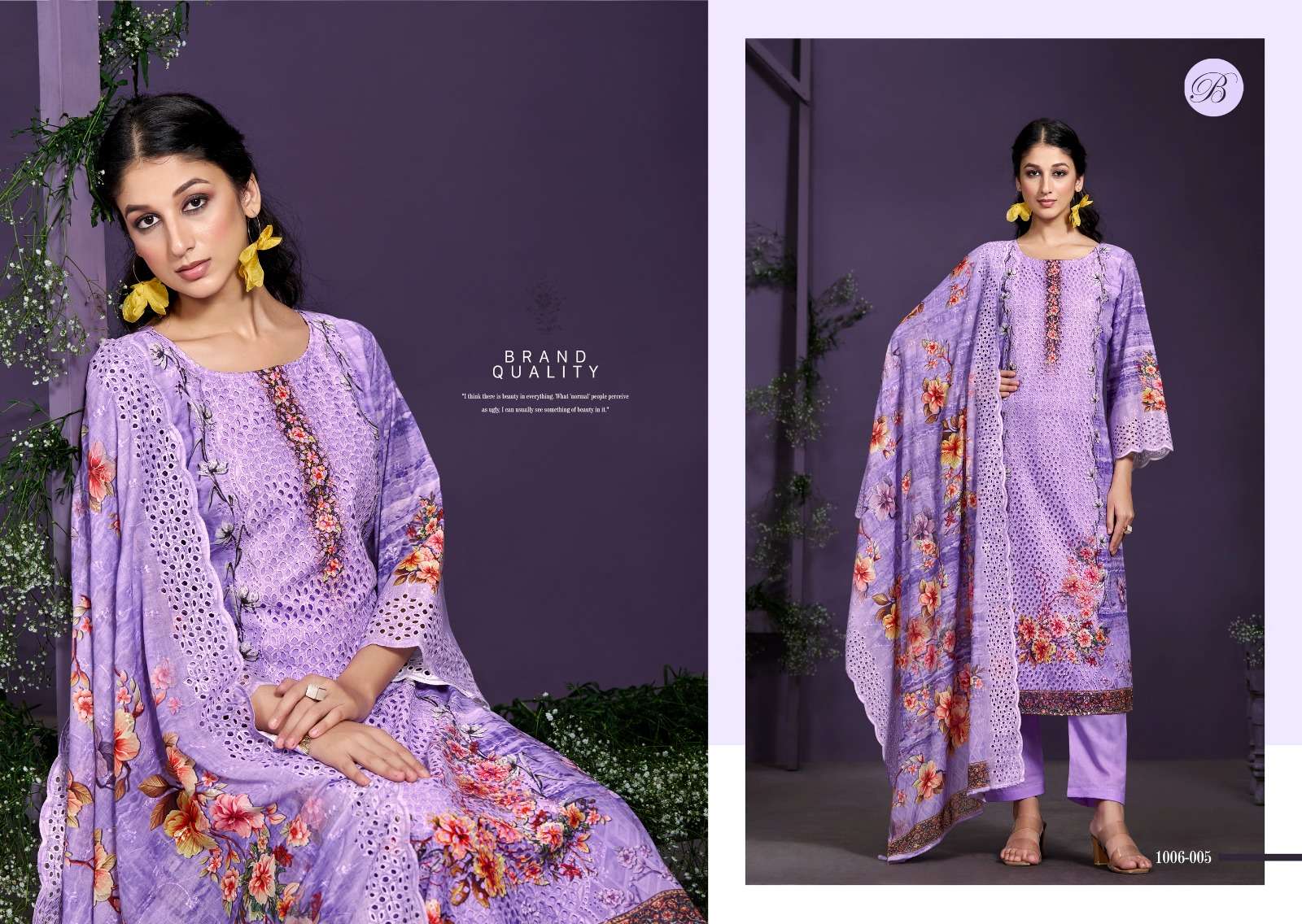 BELLIZA DESIGNER STUDIO NAKKASHI VOL 2 COTTON PRINT WITH FANCY WORK SUIT