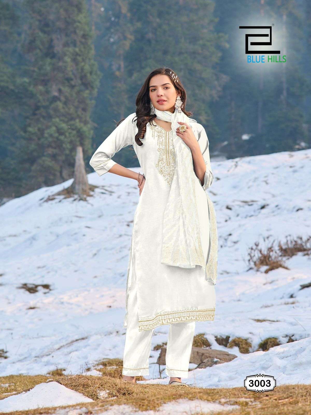 BLUE HILLS JHANVI VOL 3 SILK FANCY WORKS LADIES KURTI COMBO SET  