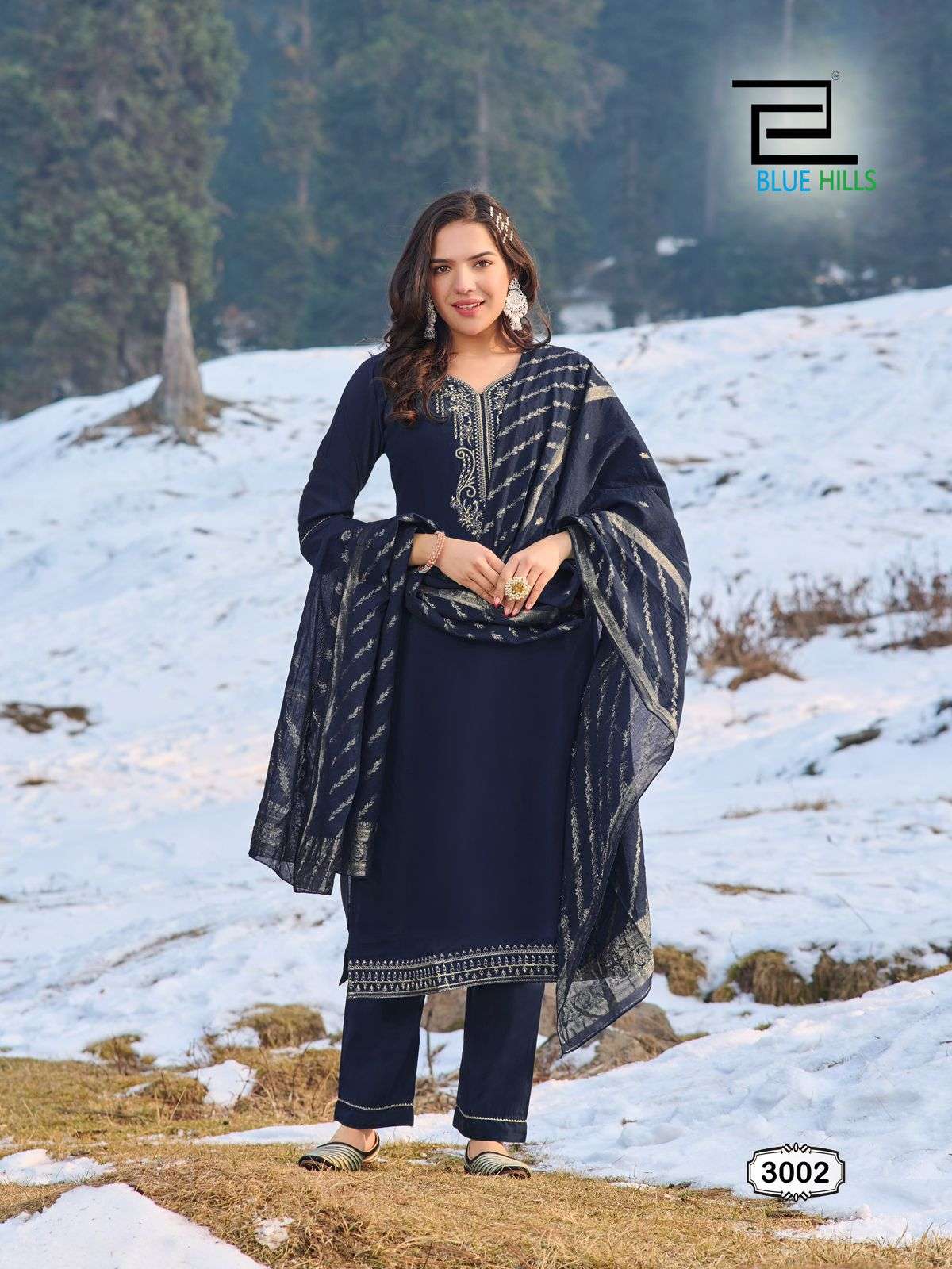BLUE HILLS JHANVI VOL 3 SILK FANCY WORKS LADIES KURTI COMBO SET  