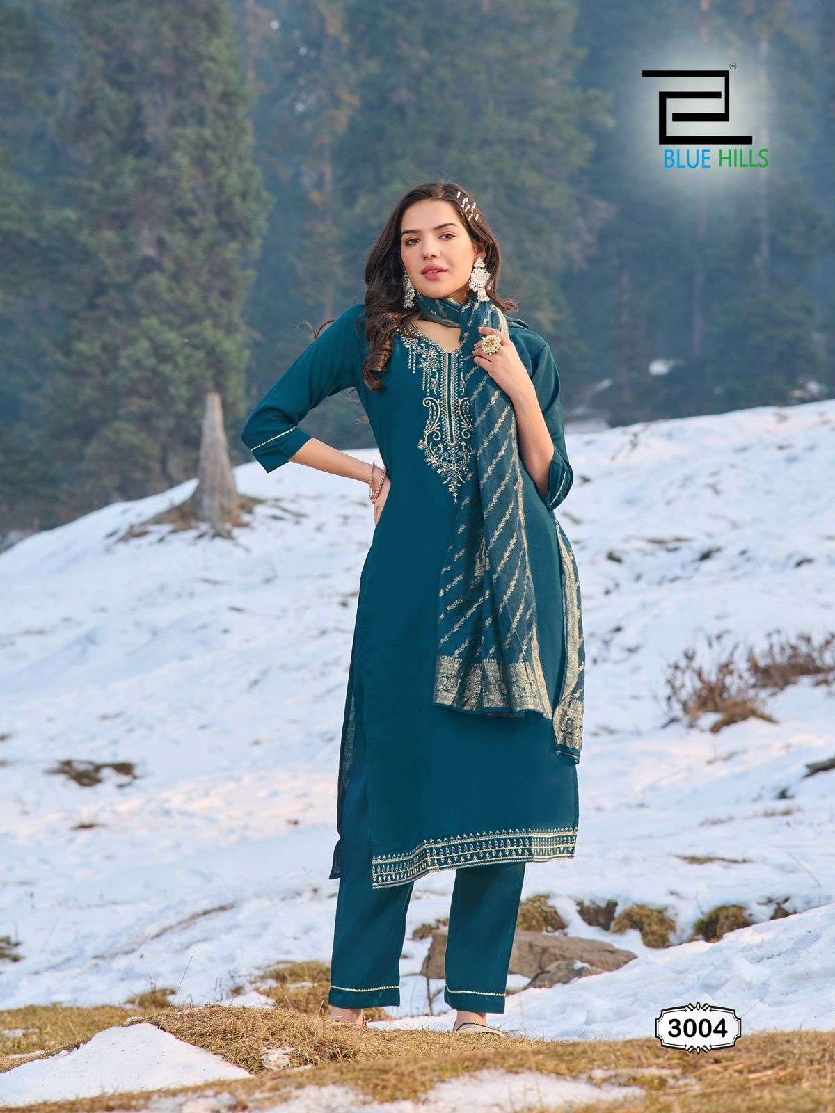 BLUE HILLS JHANVI VOL 3 SILK FANCY WORKS LADIES KURTI COMBO SET  