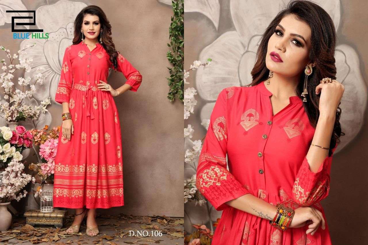 BLUE HILLS WALKWAY VOL 1 RAYON PRINT FANCY WEAR LADIES GOWN