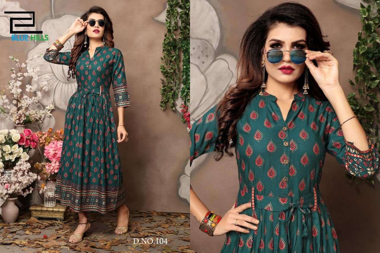 BLUE HILLS WALKWAY VOL 1 RAYON PRINT FANCY WEAR LADIES GOWN