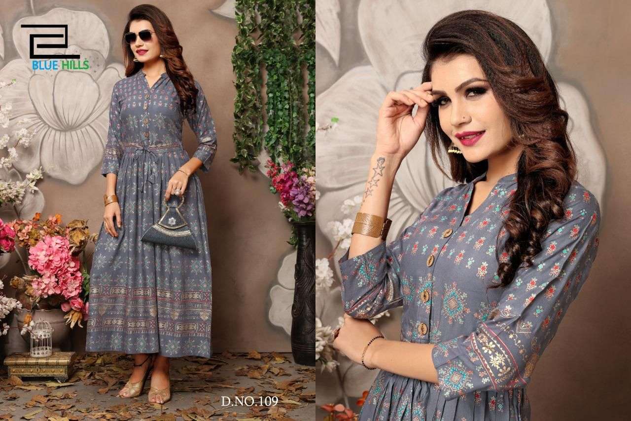 BLUE HILLS WALKWAY VOL 1 RAYON PRINT FANCY WEAR LADIES GOWN
