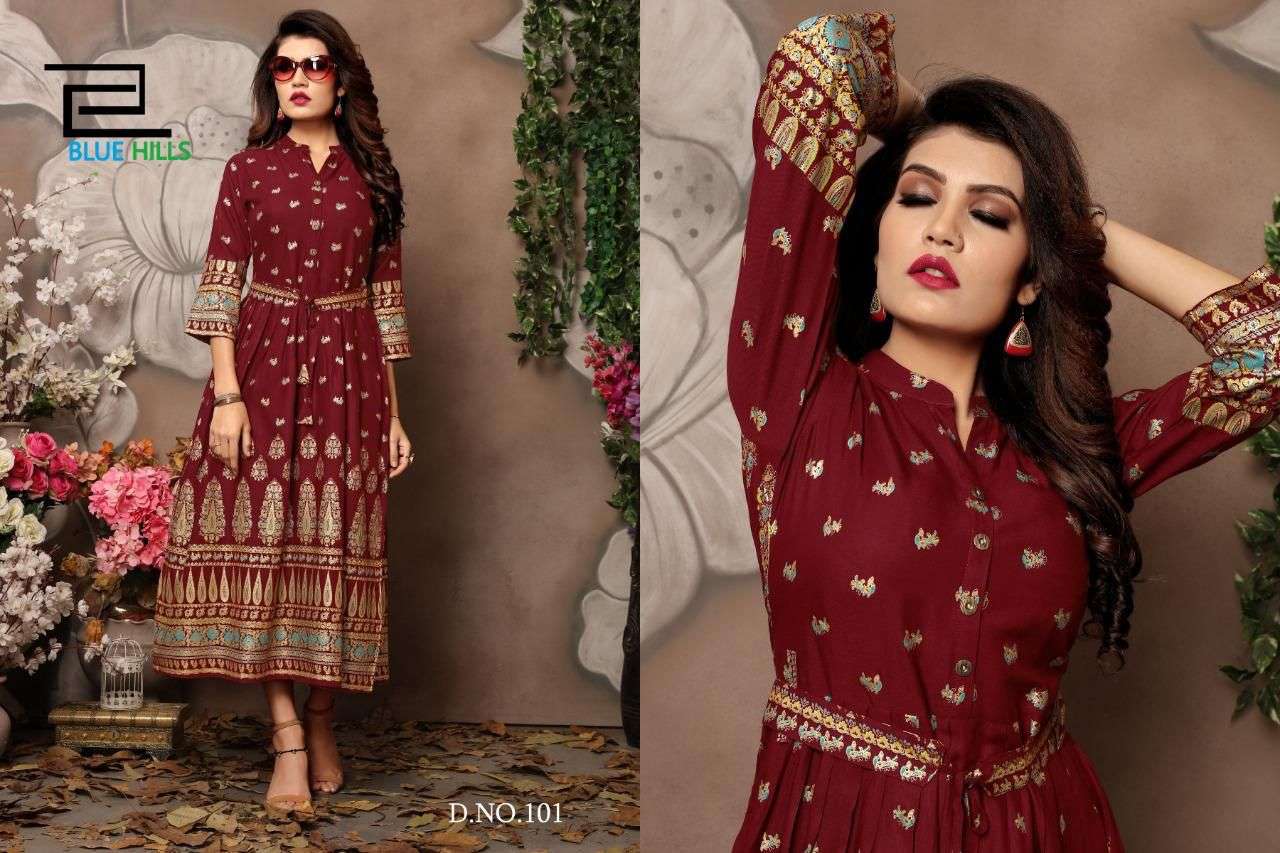 BLUE HILLS WALKWAY VOL 1 RAYON PRINT FANCY WEAR LADIES GOWN