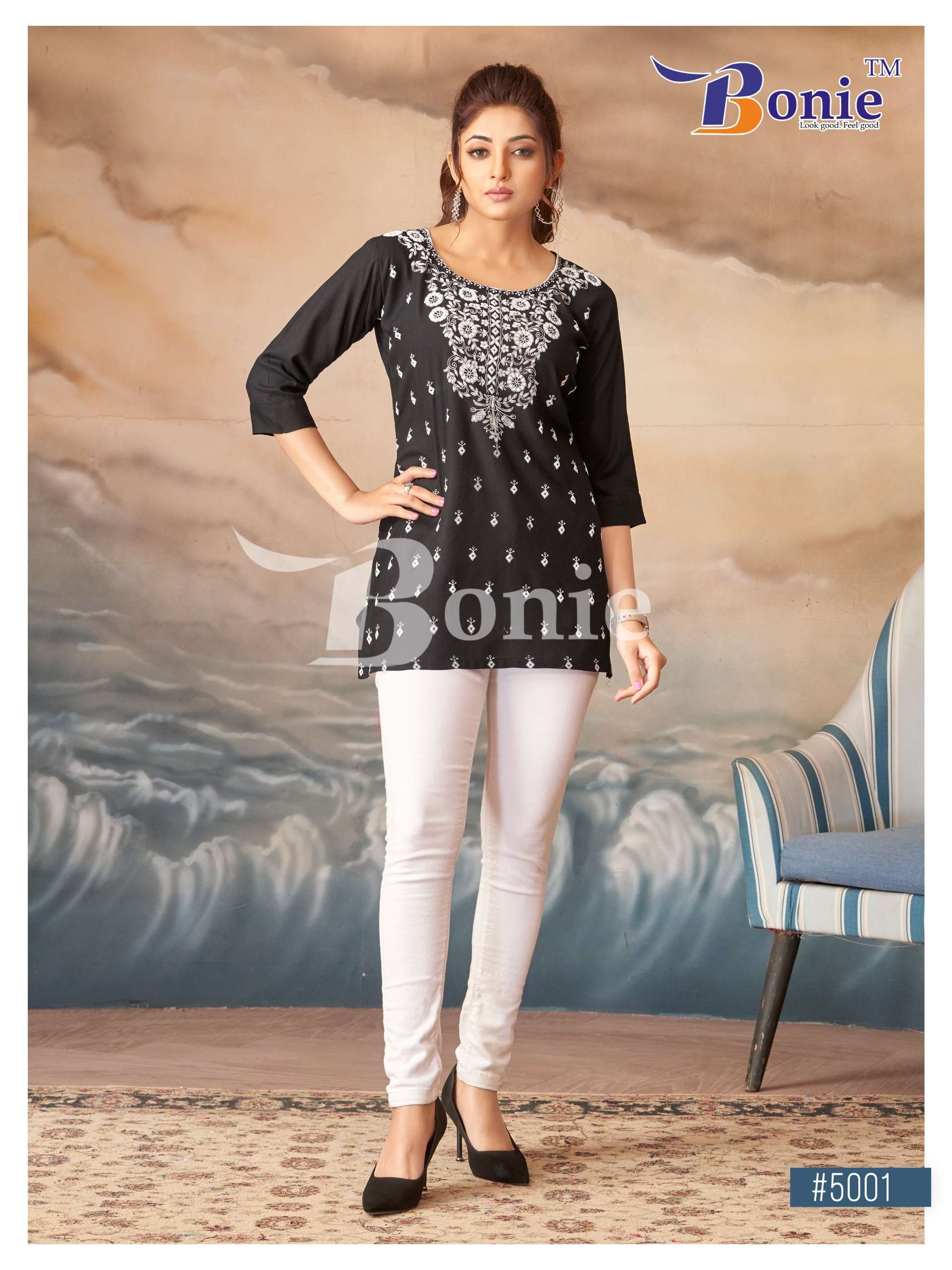  BONIE DAISY VOL 5 RAYON FANCY LUCKNOWI WORKS SHORT KURTI