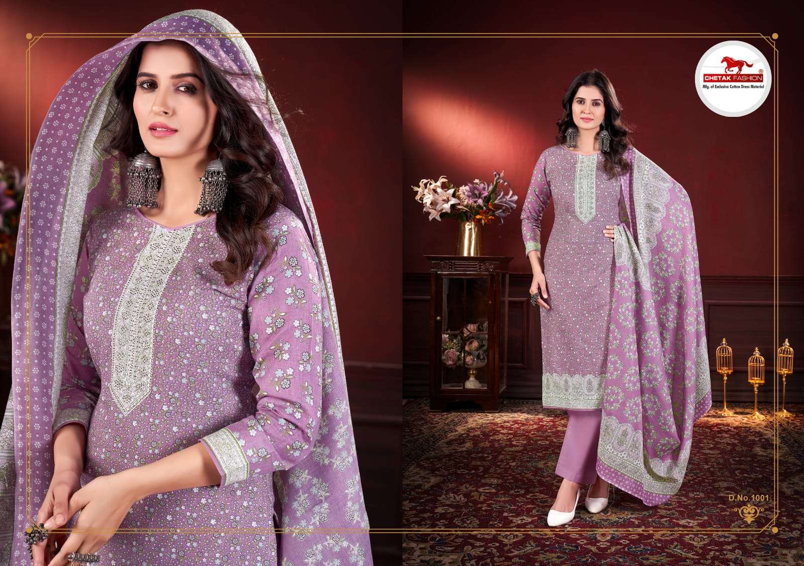 CHETAK FASHION JANNAT VOL 1 COTTON PRINT WITH SWAROVSKI WORK SUIT