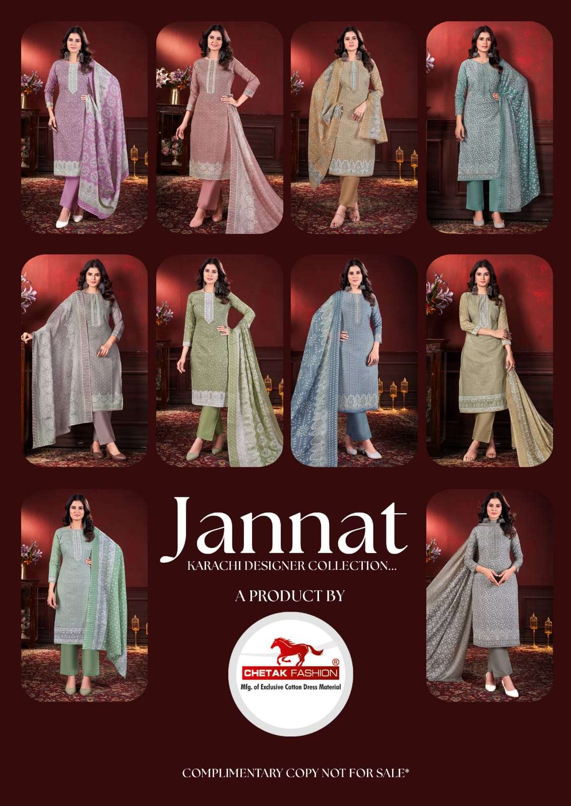 CHETAK FASHION JANNAT VOL 1 COTTON PRINT WITH SWAROVSKI WORK SUIT