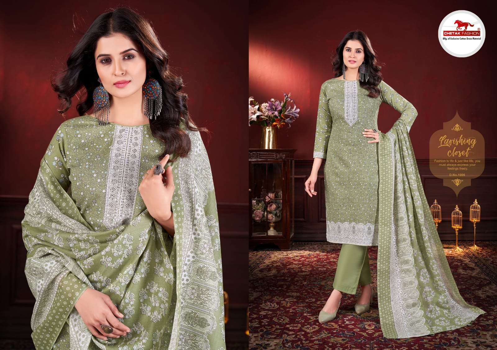 CHETAK FASHION JANNAT VOL 1 COTTON PRINT WITH SWAROVSKI WORK SUIT