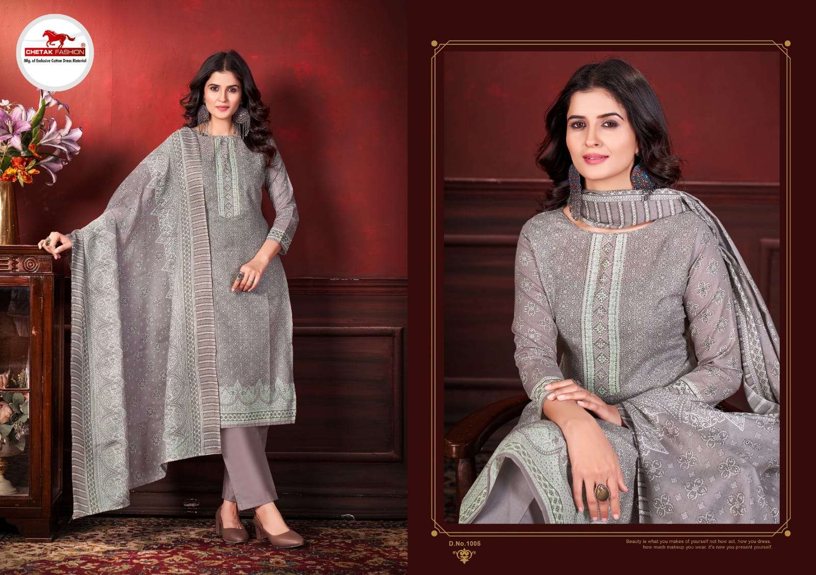 CHETAK FASHION JANNAT VOL 1 COTTON PRINT WITH SWAROVSKI WORK SUIT