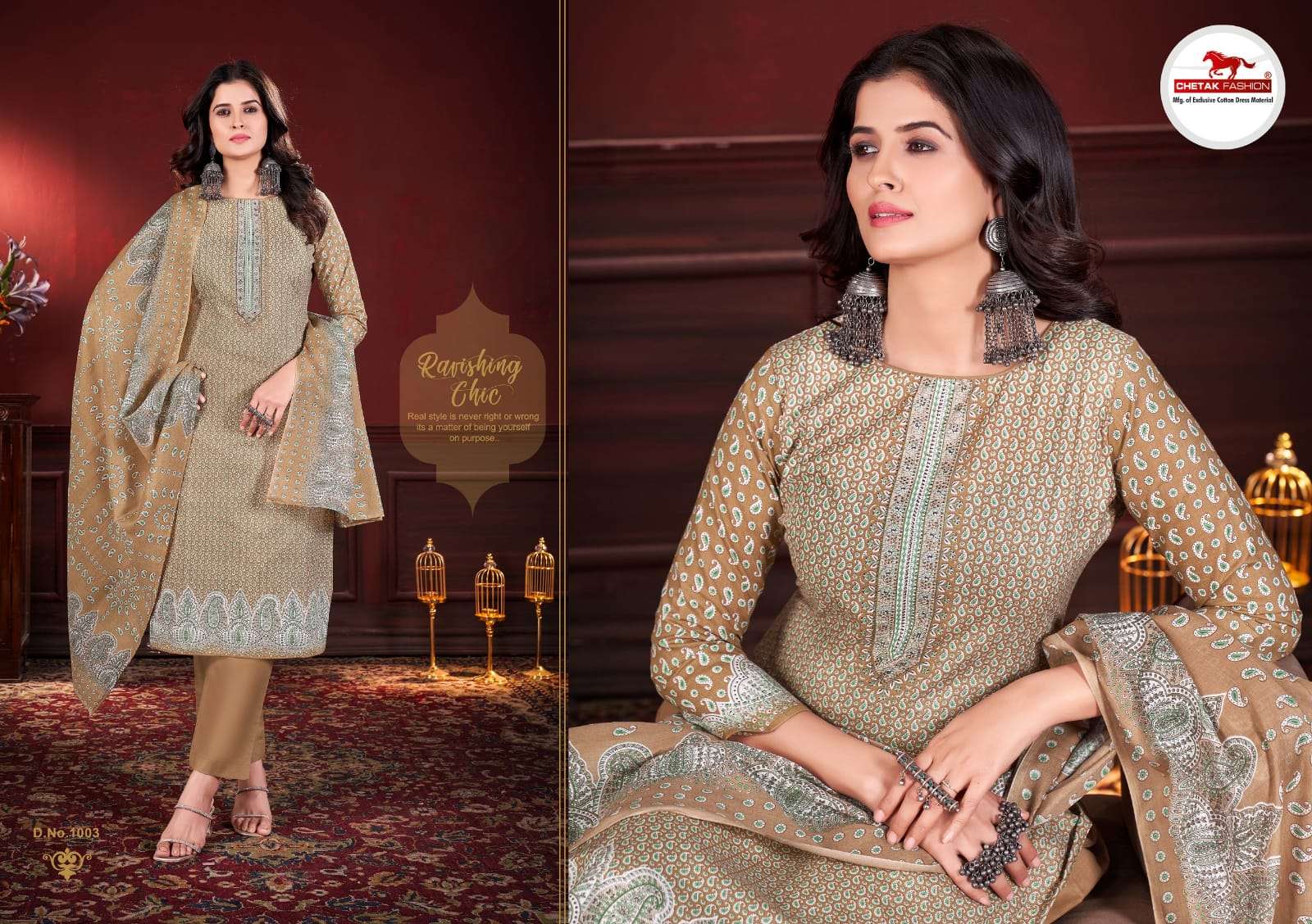 CHETAK FASHION JANNAT VOL 1 COTTON PRINT WITH SWAROVSKI WORK SUIT