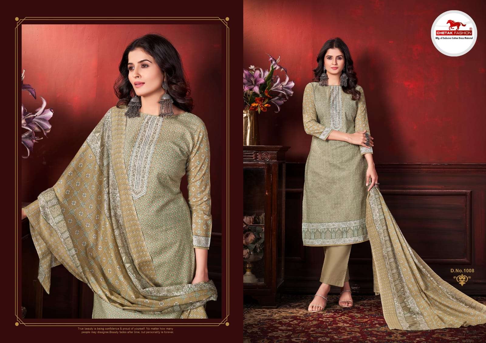 CHETAK FASHION JANNAT VOL 1 COTTON PRINT WITH SWAROVSKI WORK SUIT