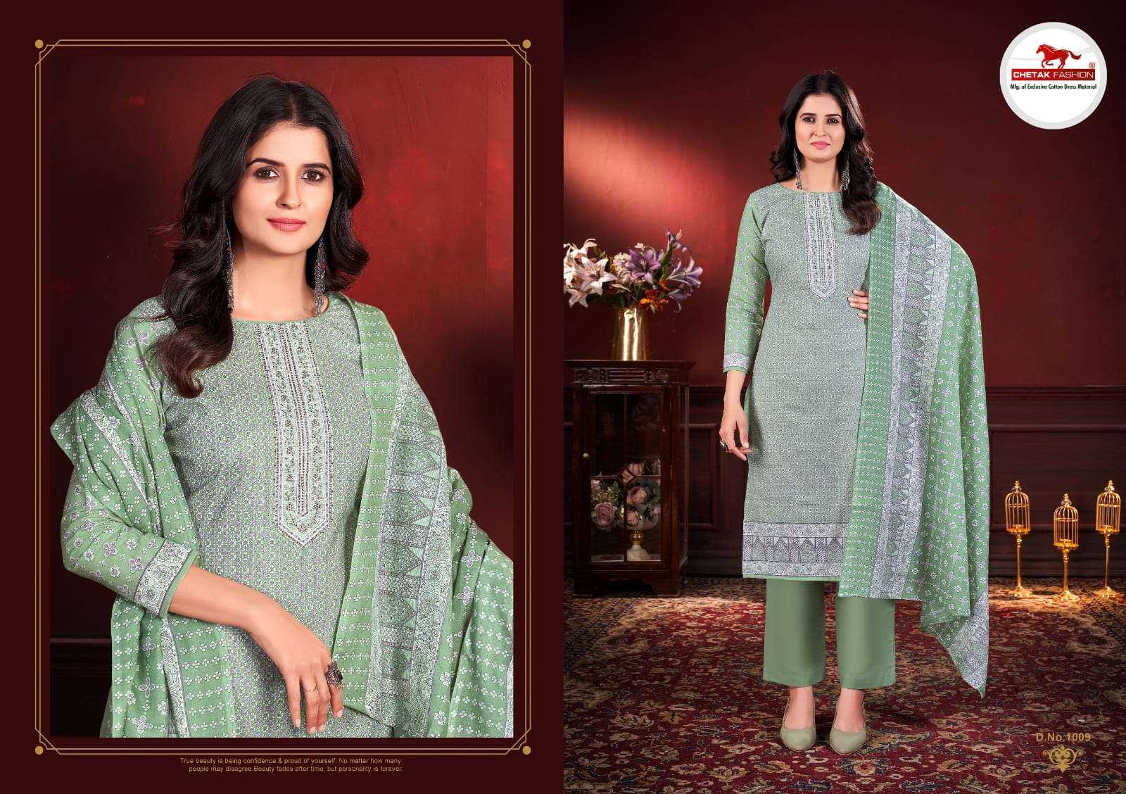 CHETAK FASHION JANNAT VOL 1 COTTON PRINT WITH SWAROVSKI WORK SUIT