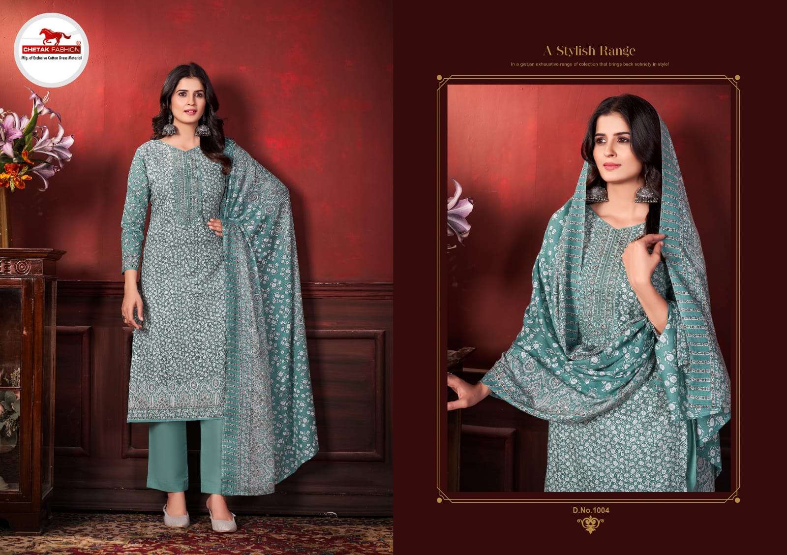 CHETAK FASHION JANNAT VOL 1 COTTON PRINT WITH SWAROVSKI WORK SUIT