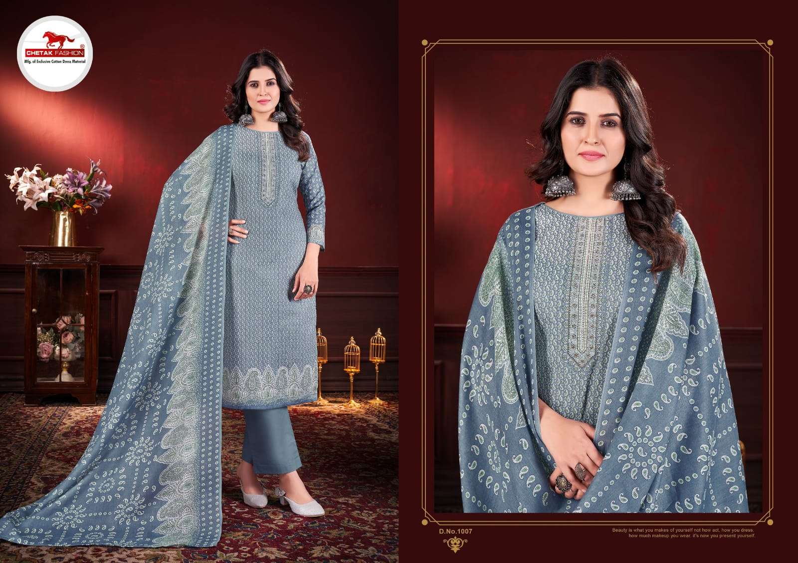 CHETAK FASHION JANNAT VOL 1 COTTON PRINT WITH SWAROVSKI WORK SUIT