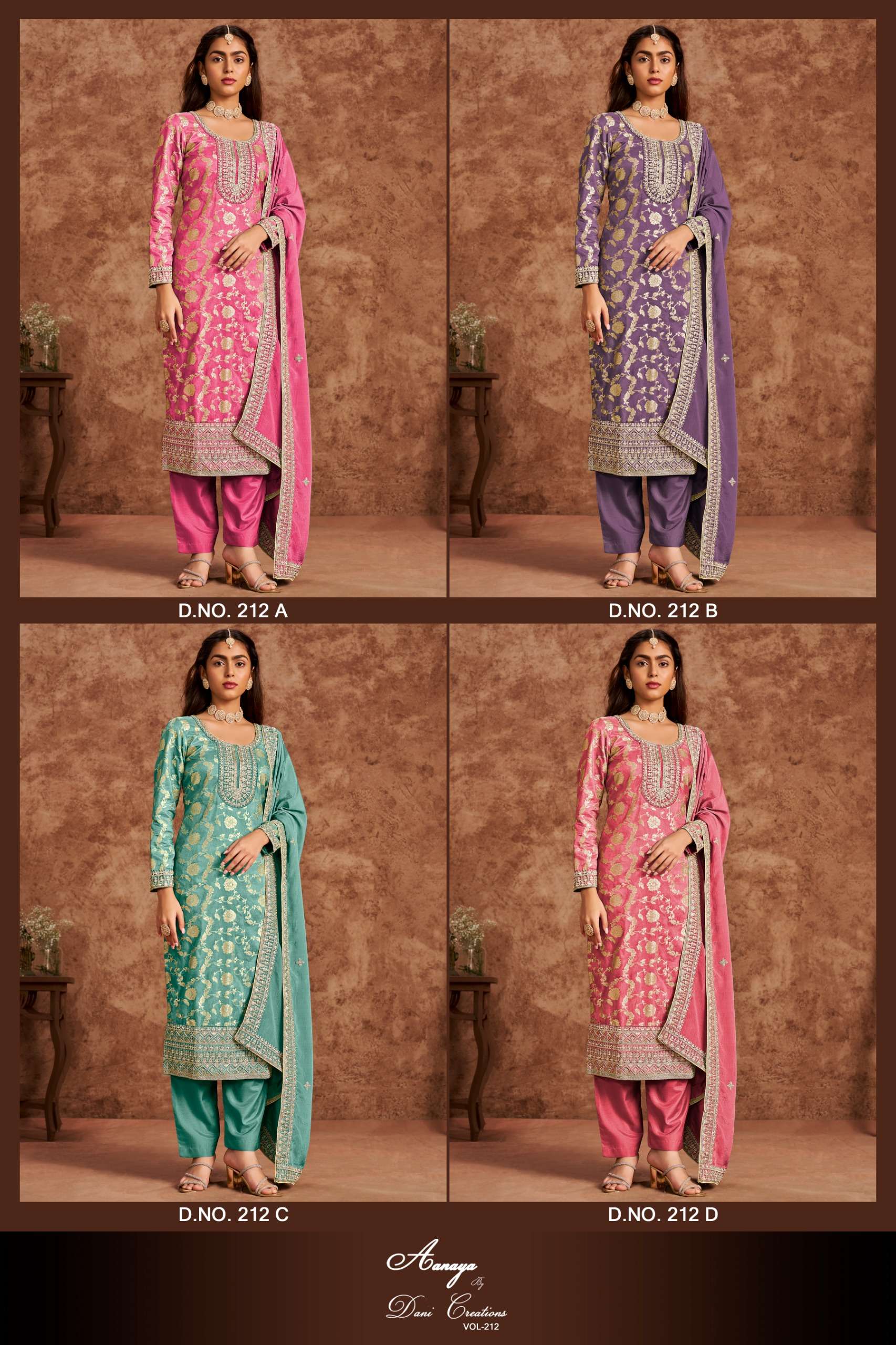 DANI CREATION AANAYA VOL 212 SILK DOLA JACQUARD DESIGNER FESTIVE WEAR SUIT