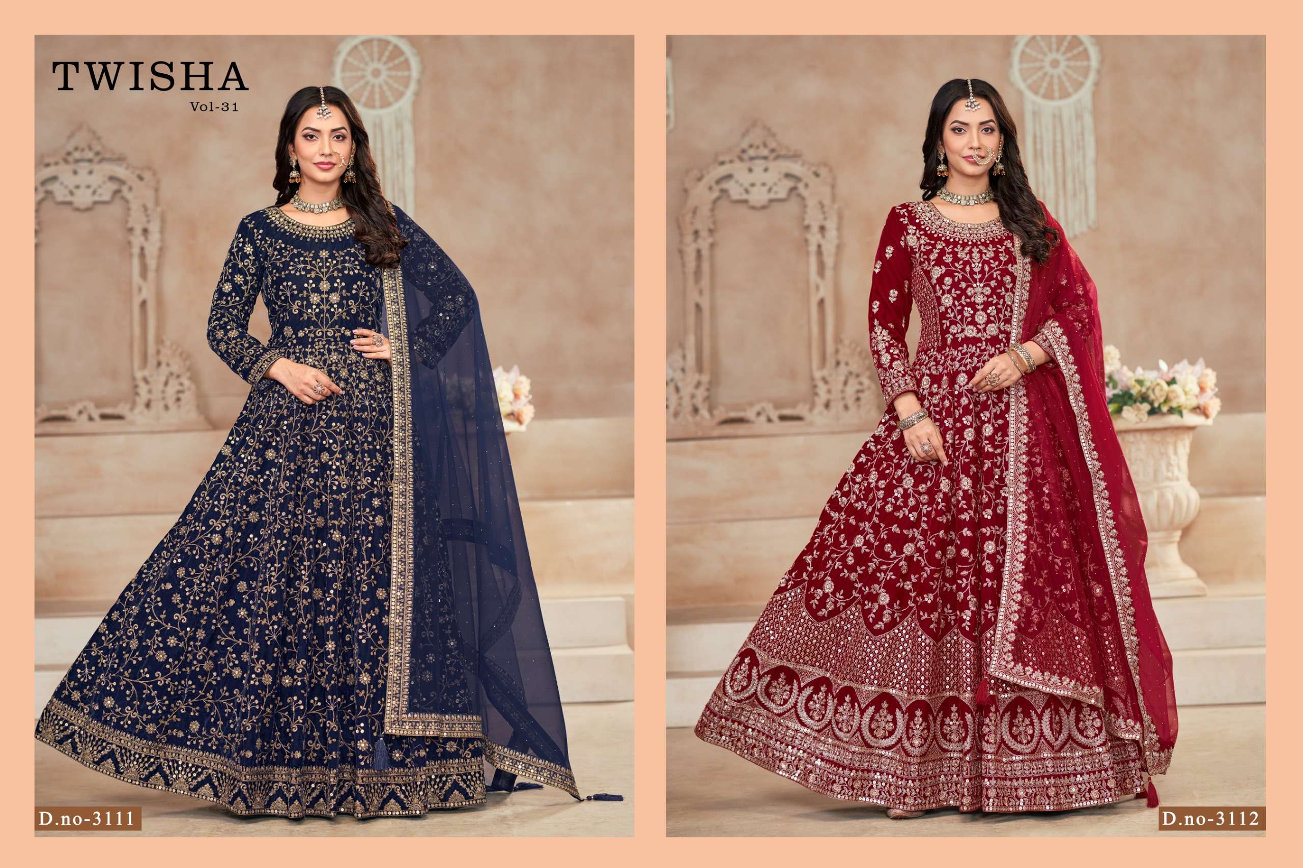 DANI CREATION TWISHA VOL 31 VELVET HEAVY DESIGNER LOOK PARTY WEAR GOWN DRESS