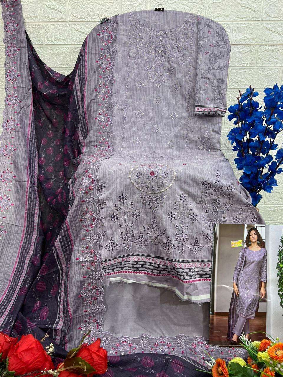 DEEPSY SUITS BIN SAEED-10 PURE COTTON HEAVY SELF EMBROIDERED SALWAR SUIT