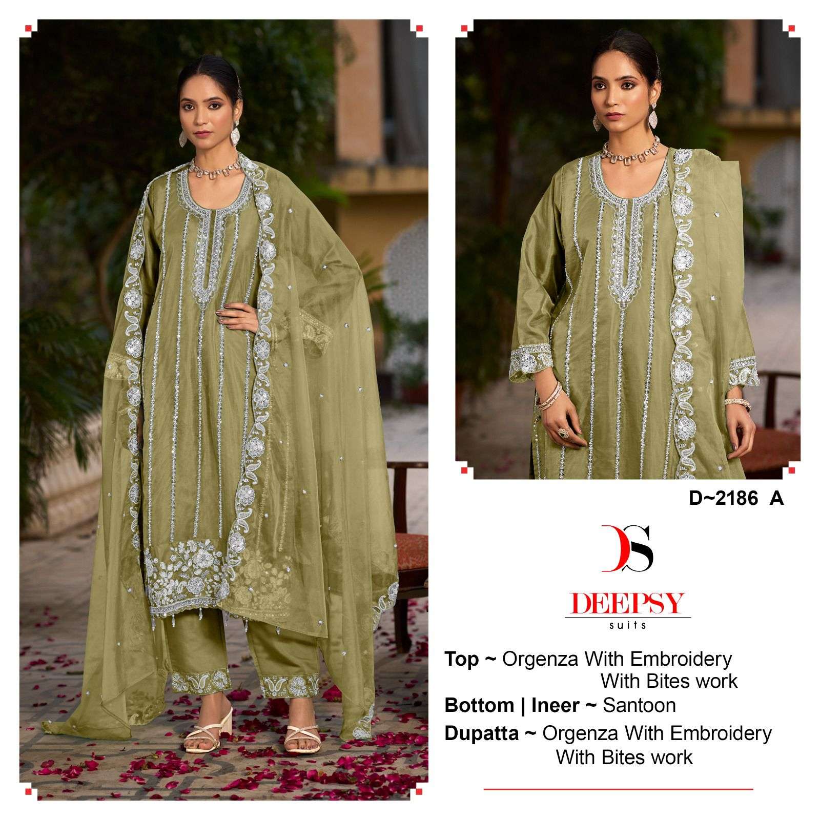DEEPSY SUITS D 2186 ORGANZA BEAUTIFUL EMROIDERED PAKISTANI SUIT