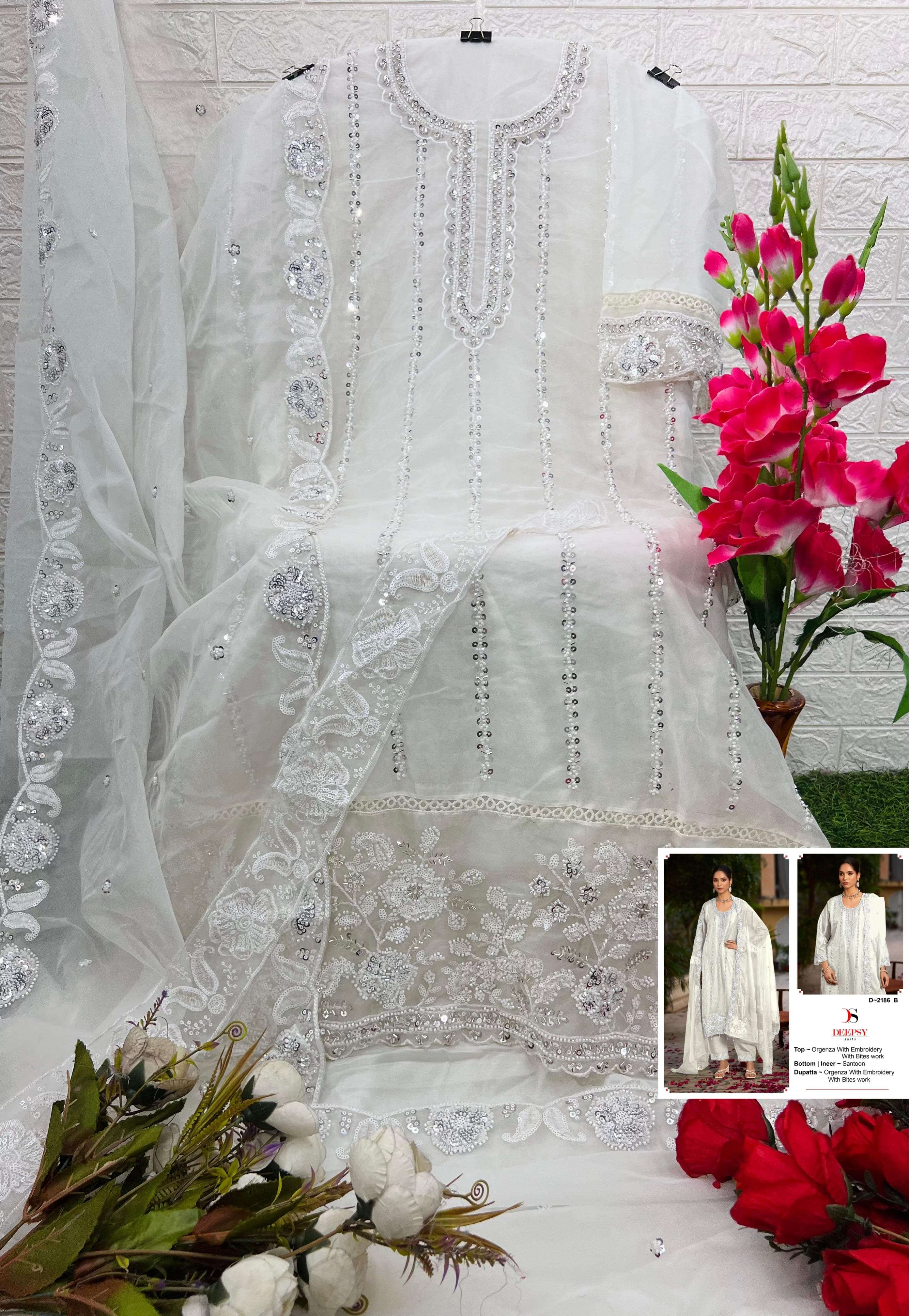 DEEPSY SUITS D 2186 ORGANZA BEAUTIFUL EMROIDERED PAKISTANI SUIT
