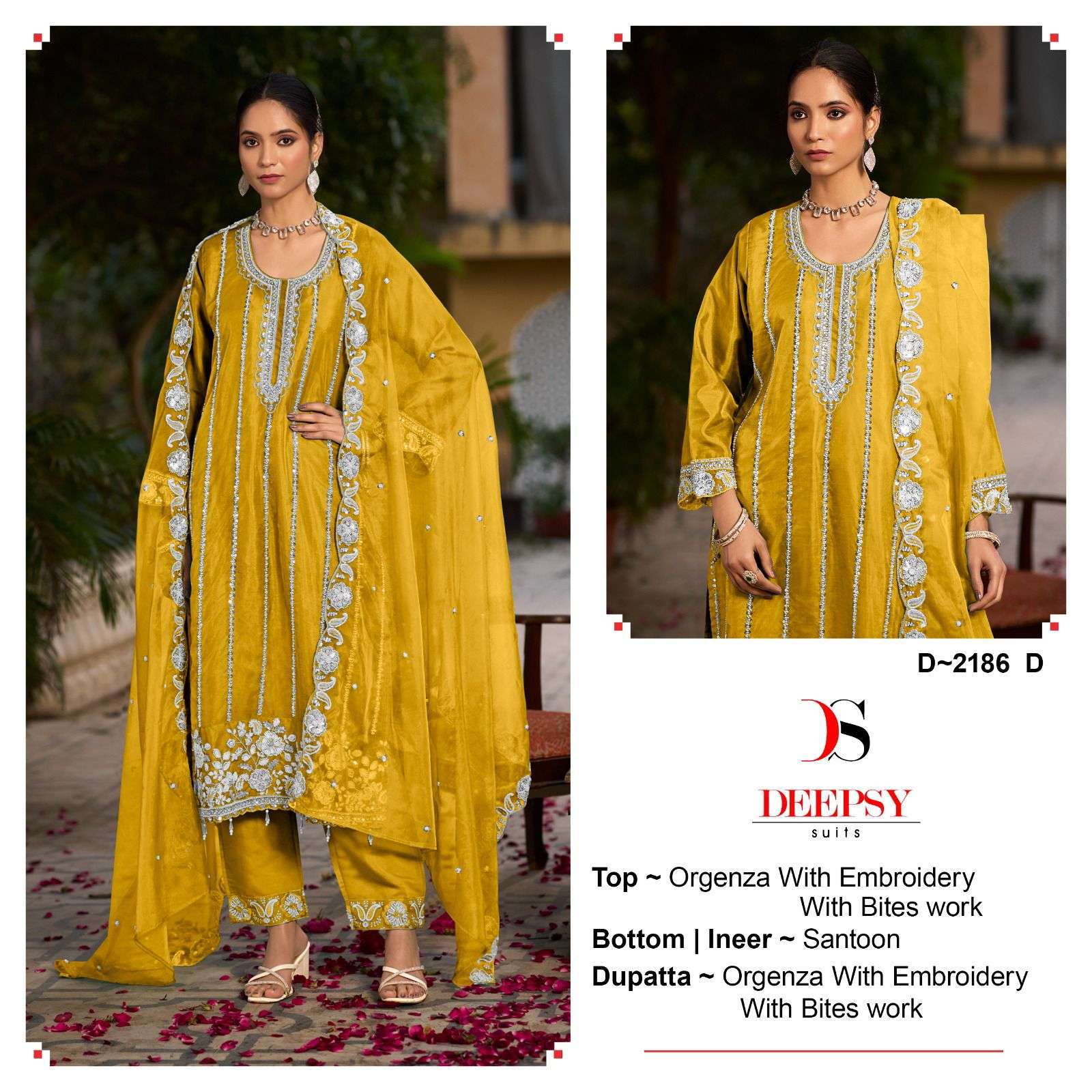 DEEPSY SUITS D 2186 ORGANZA BEAUTIFUL EMROIDERED PAKISTANI SUIT
