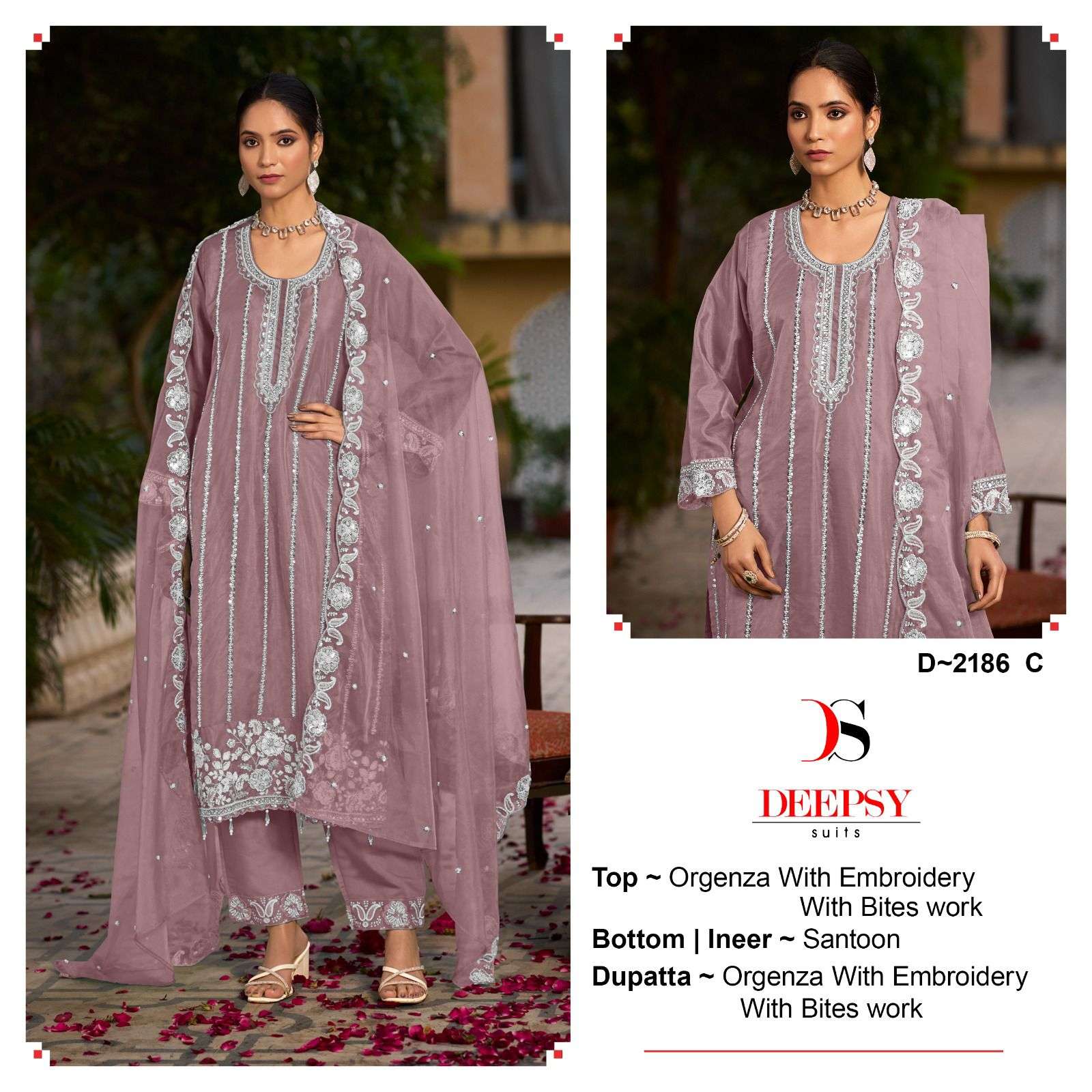 DEEPSY SUITS D 2186 ORGANZA BEAUTIFUL EMROIDERED PAKISTANI SUIT