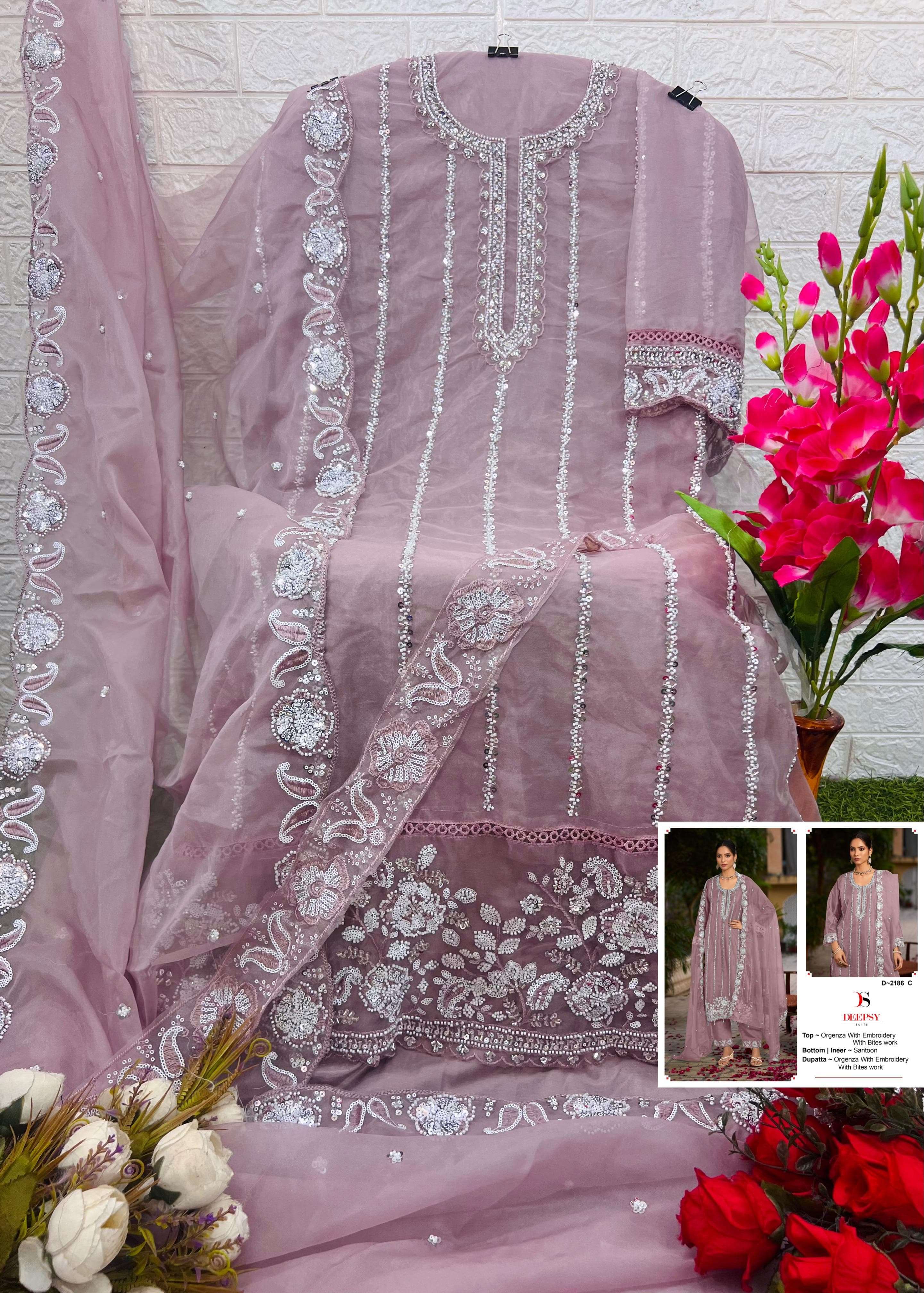 DEEPSY SUITS D 2186 ORGANZA BEAUTIFUL EMROIDERED PAKISTANI SUIT