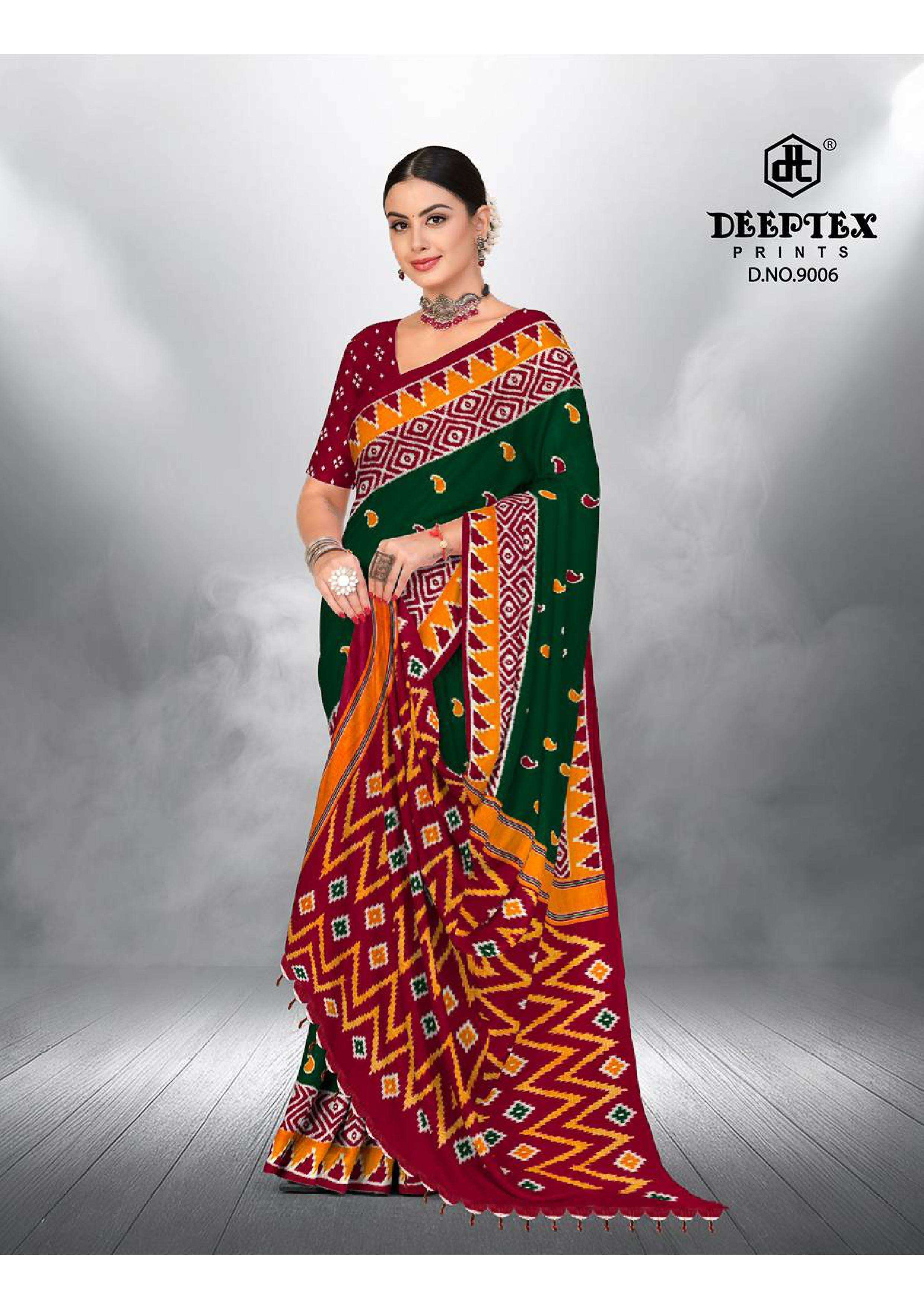 DEEPTEX PRINTS  IKKAT SPECIAL VOL 9 COTTON PRINTED REGULAR WEAR SAREE