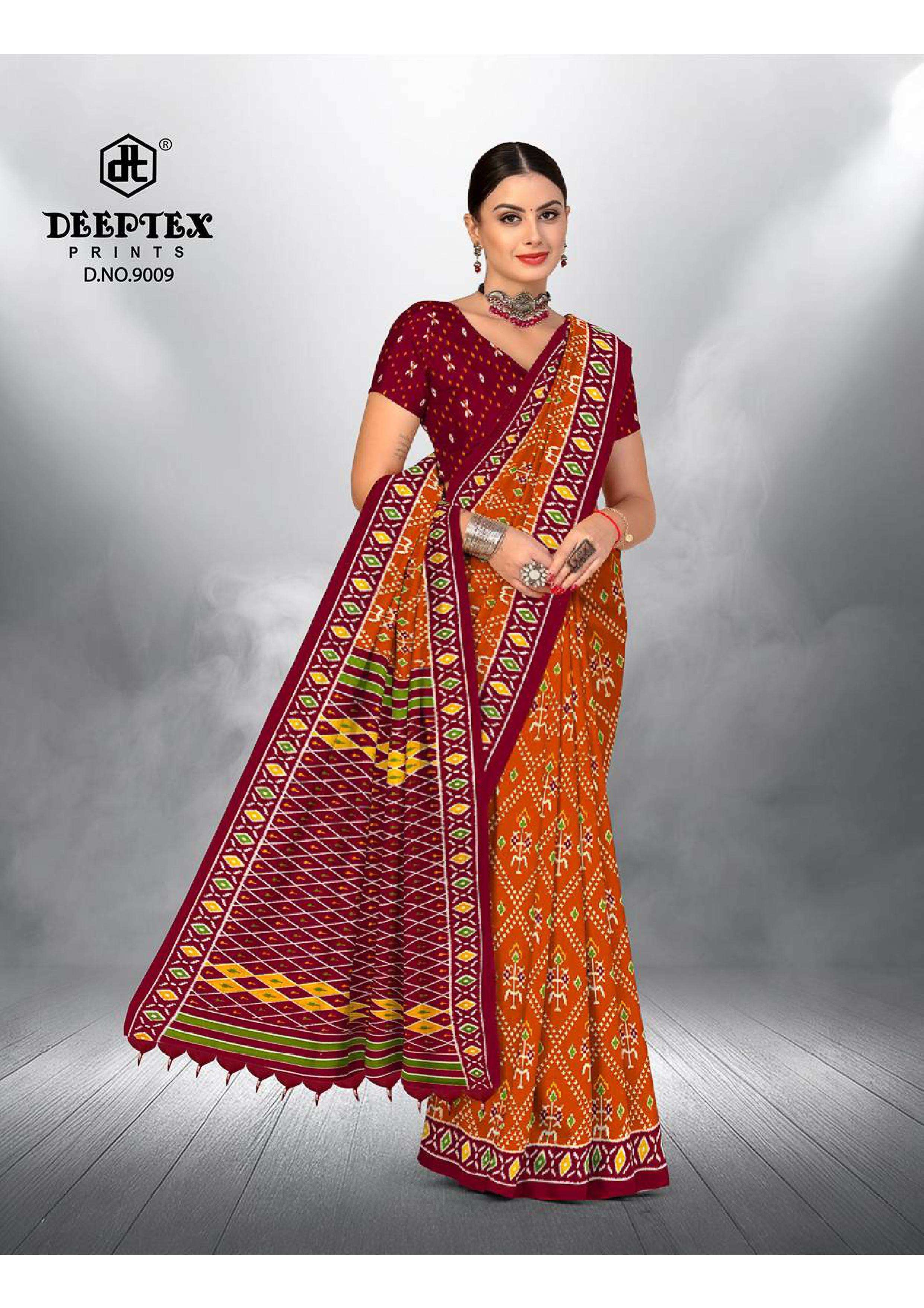 DEEPTEX PRINTS  IKKAT SPECIAL VOL 9 COTTON PRINTED REGULAR WEAR SAREE