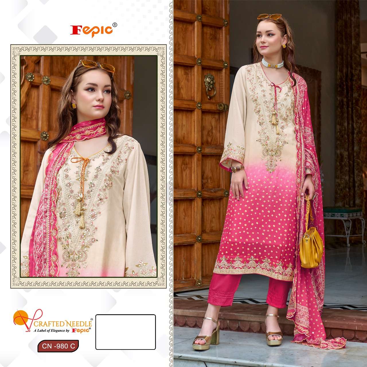 FEPIC CRAFTED NEEDLE CN 980 SHADED FABRIC BEAUTIFUL DESIGNER LOOK SUIT