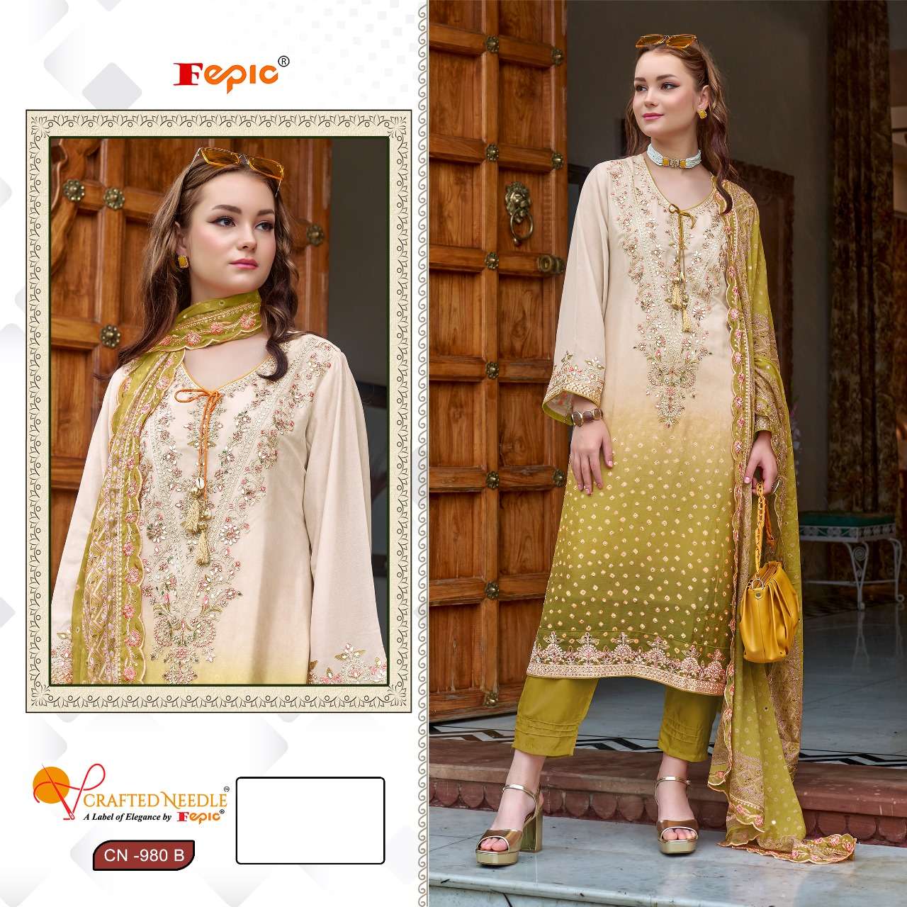 FEPIC CRAFTED NEEDLE CN 980 SHADED FABRIC BEAUTIFUL DESIGNER LOOK SUIT