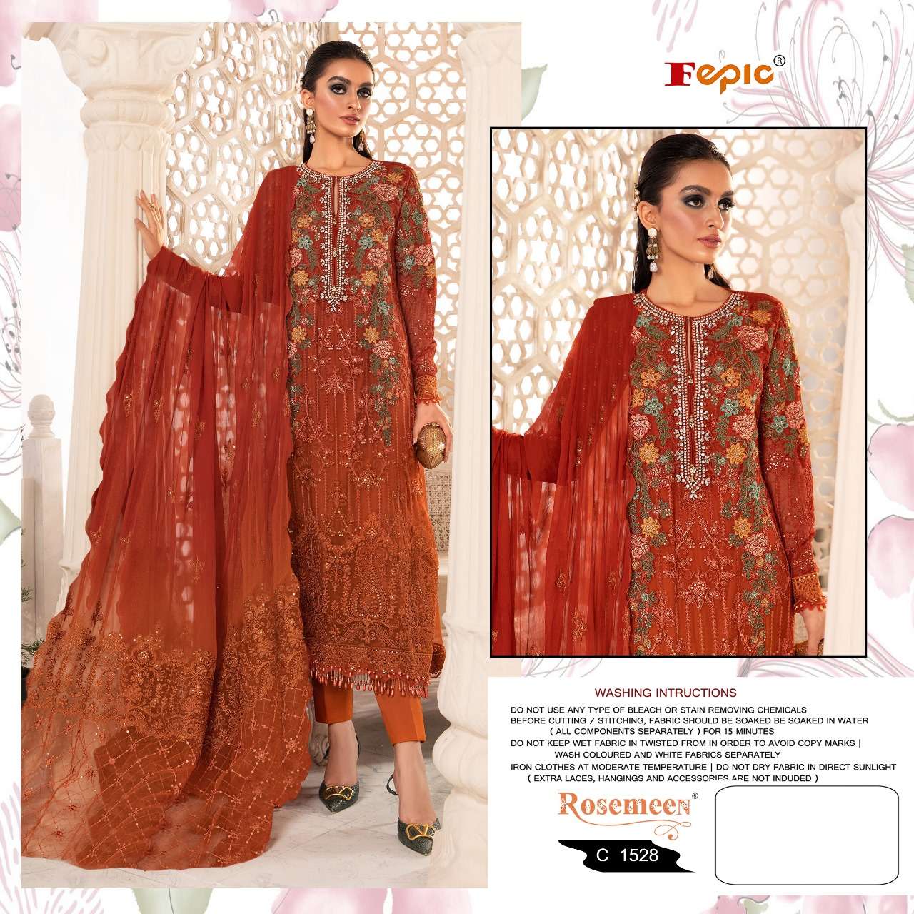 FEPIC ROSEMEEN C 1528	GEORGETTE EMBROIDERED PAKISTANI SUIT