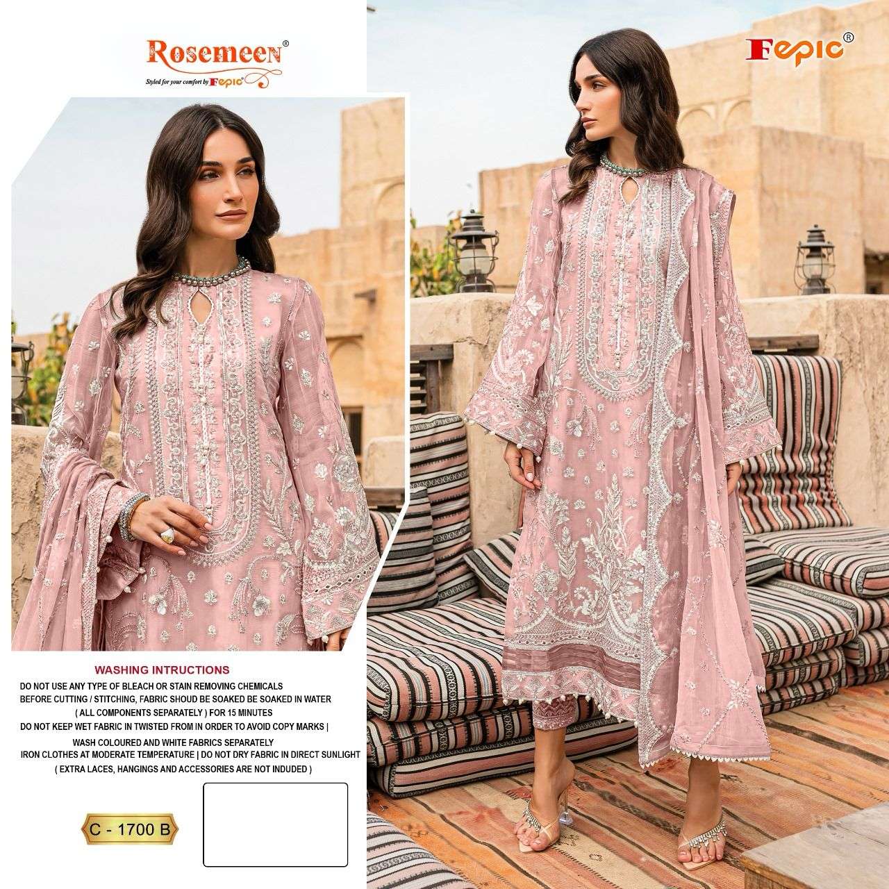  FEPIC ROSEMEEN C 1700 GEORGETTE BEAUTIFUL EMBROIDERED PAKISTANI SUIT