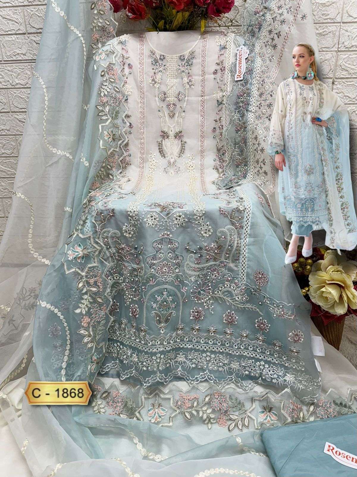 FEPIC ROSEMEEN C 1868 ORGANZA EMBROIDERED PAKISTANI SUIT