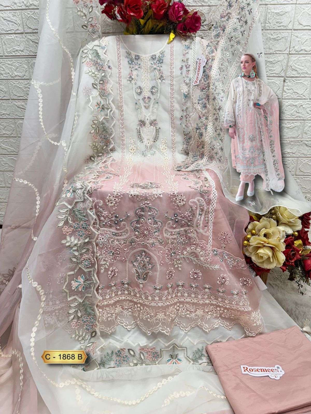 FEPIC ROSEMEEN C 1868 ORGANZA EMBROIDERED PAKISTANI SUIT