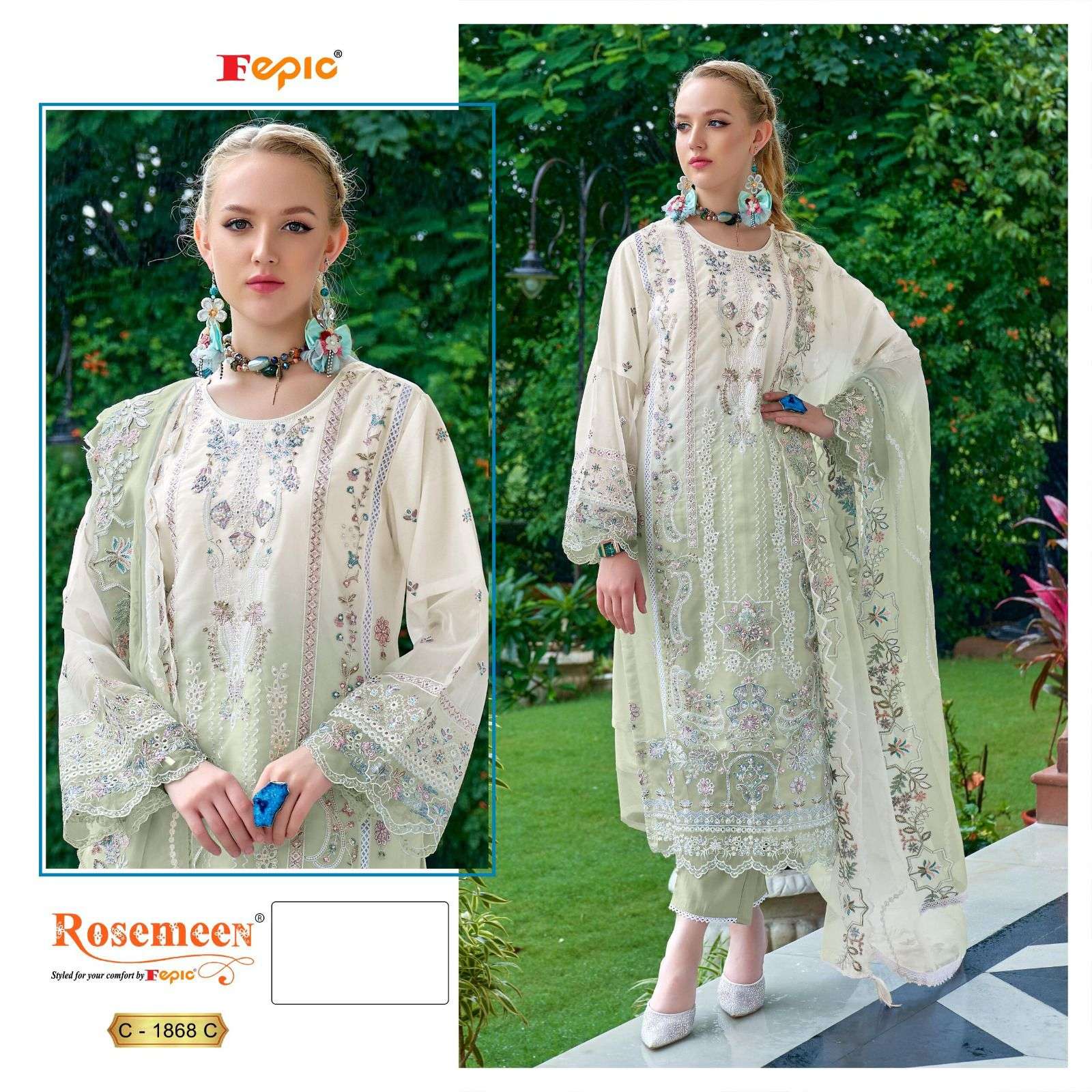 FEPIC ROSEMEEN C 1868 ORGANZA EMBROIDERED PAKISTANI SUIT