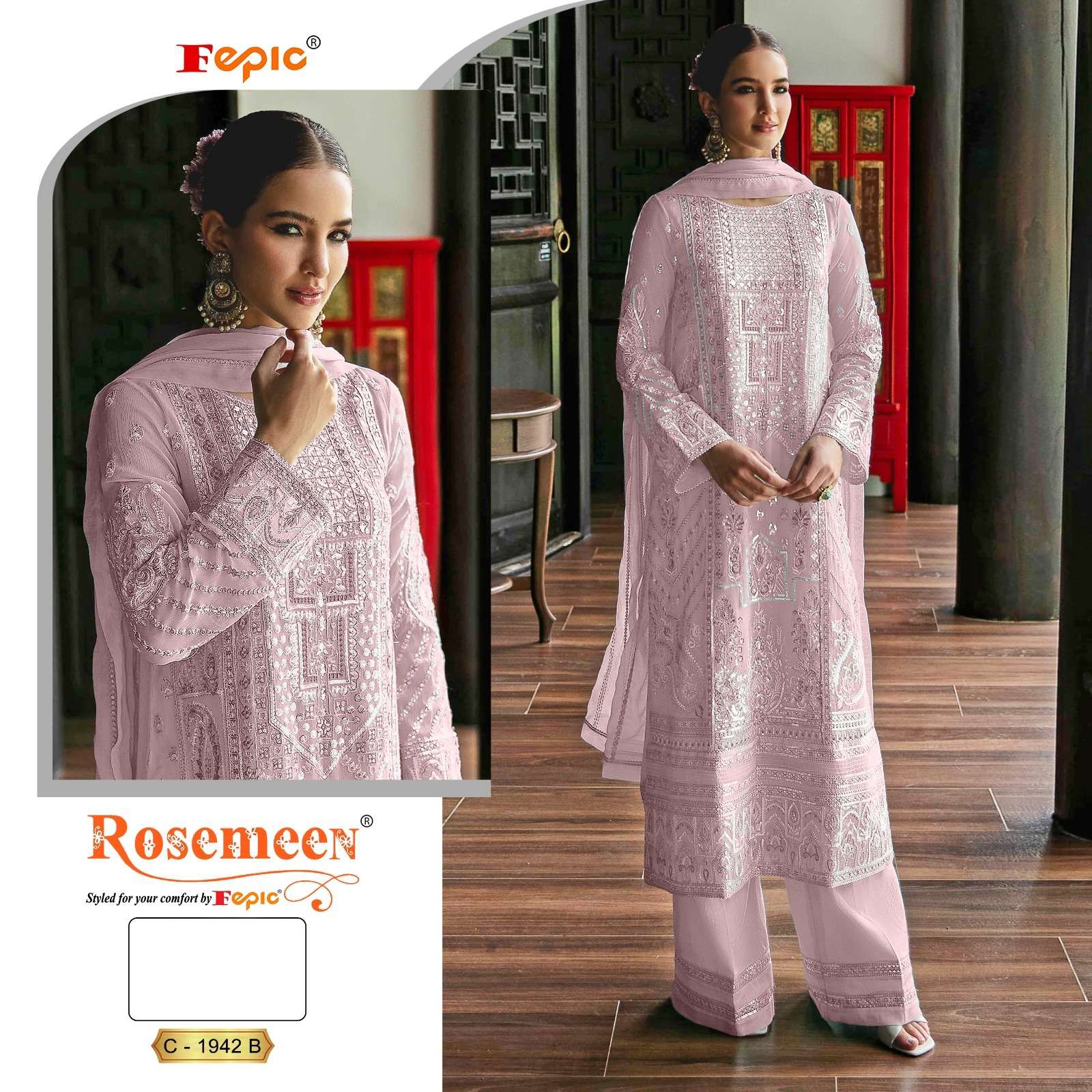 FEPIC ROSEMEEN C 1942 GEORGETTE EMBROIDERED PAKISTANI SUIT