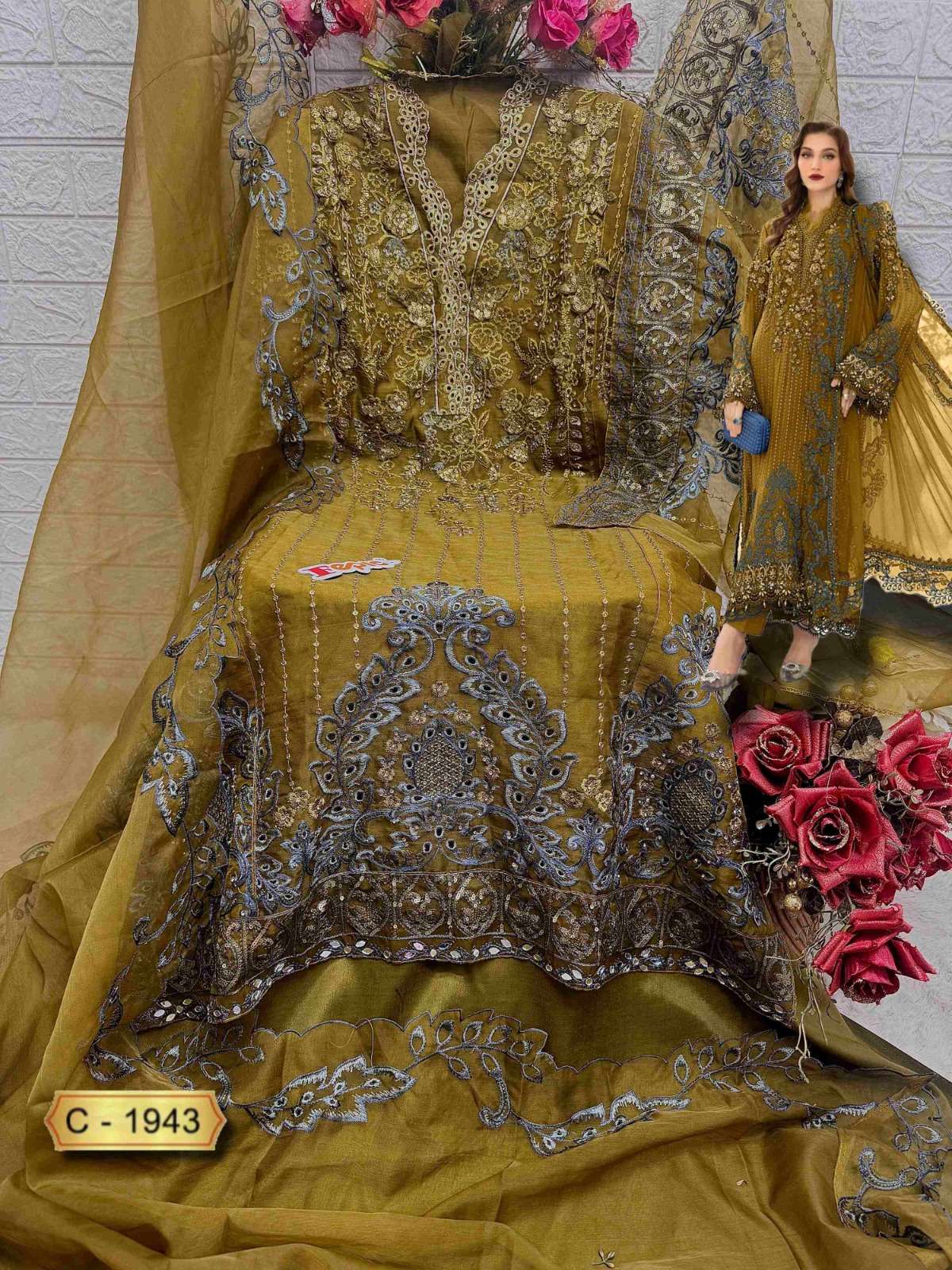  FEPIC ROSEMEEN C 1943 ORGANZA EMBROIDERED PAKISTANI SUIT