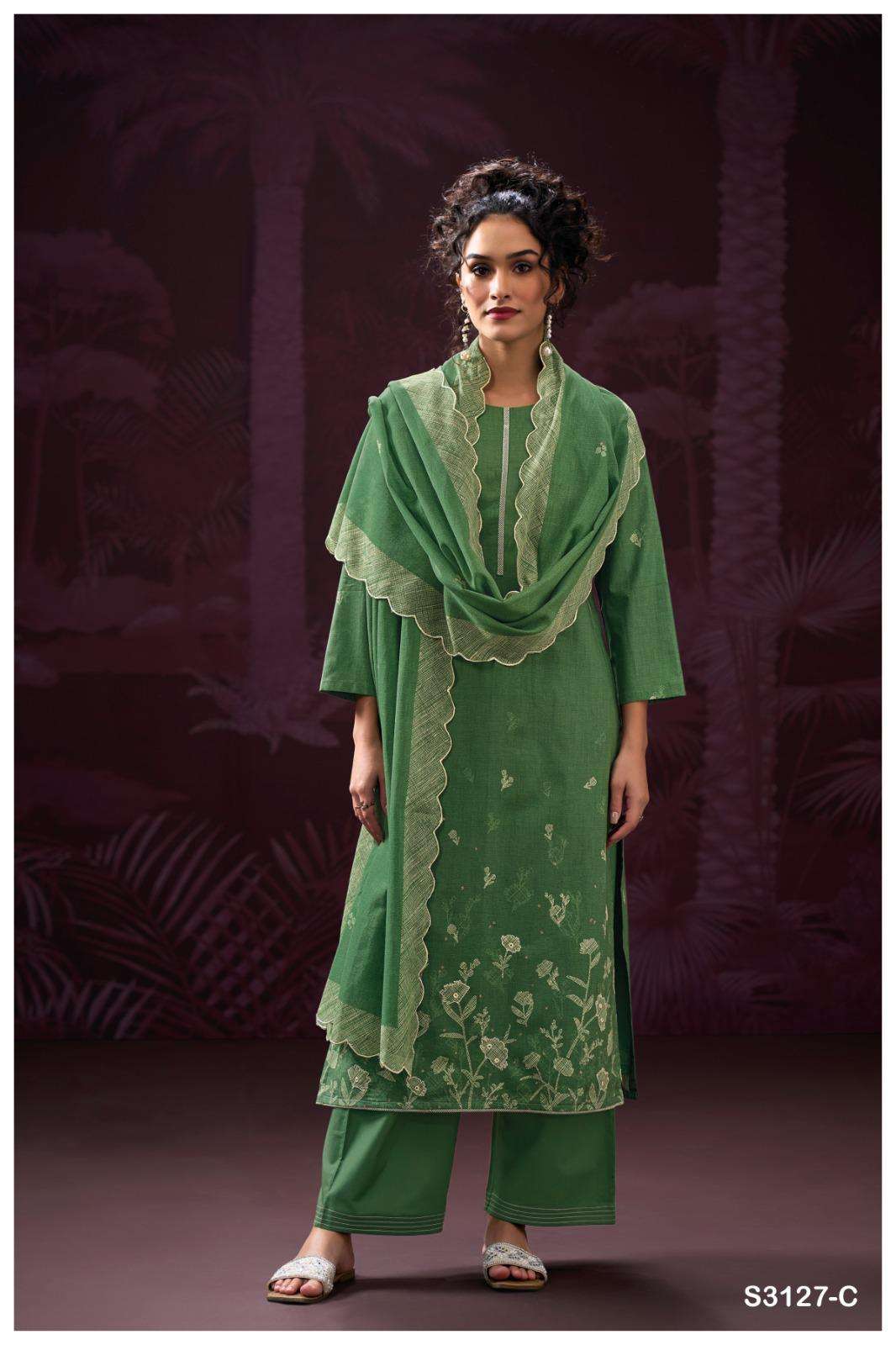 GANGA AKSHITI  3127 COTTON PRINTED WITH FANCY EMBROIDERY WORK SUIT