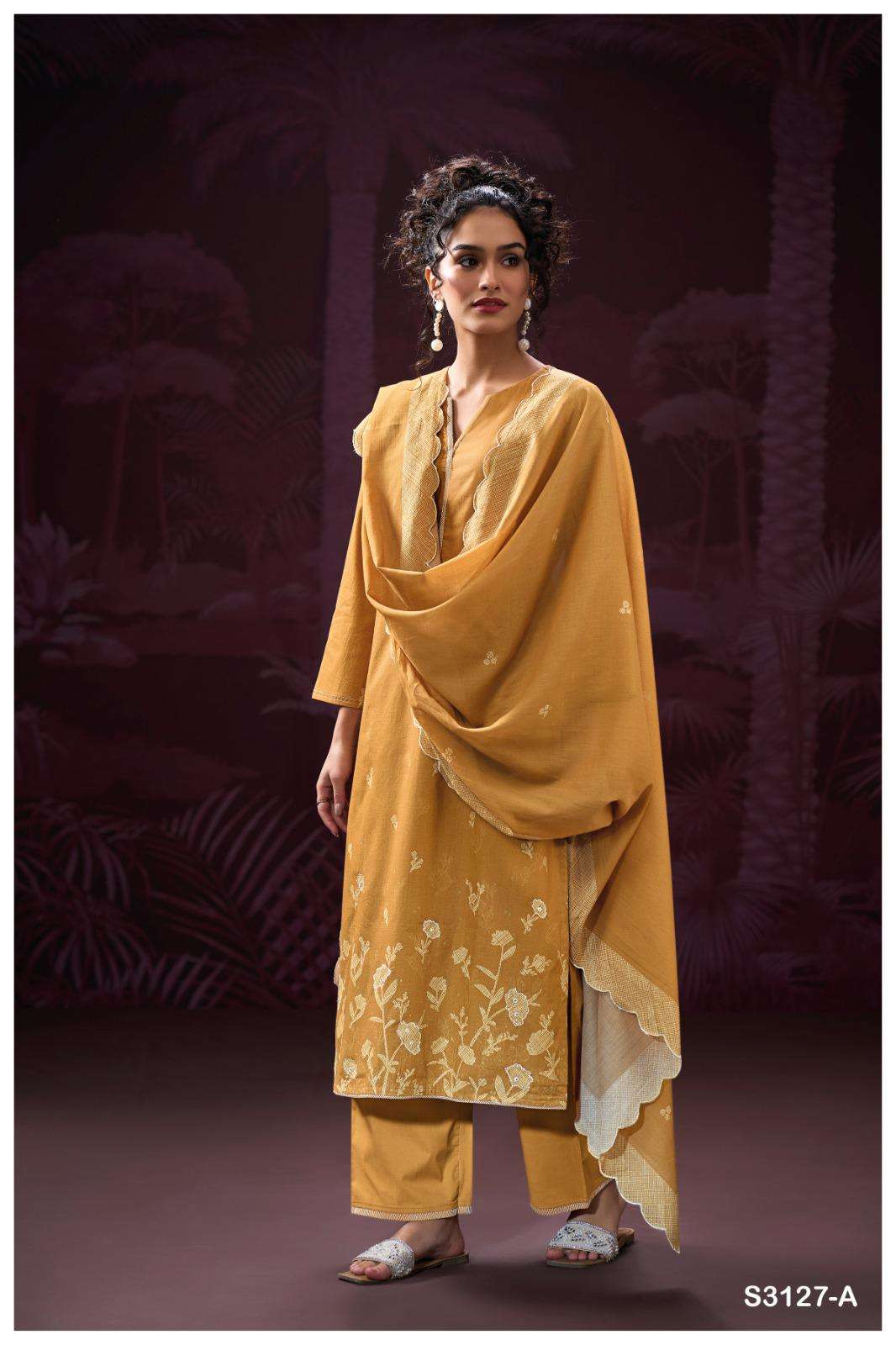 GANGA AKSHITI  3127 COTTON PRINTED WITH FANCY EMBROIDERY WORK SUIT