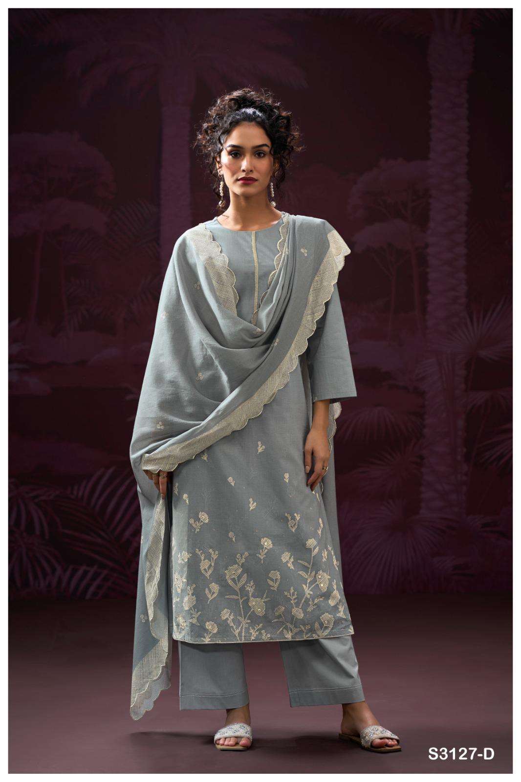 GANGA AKSHITI  3127 COTTON PRINTED WITH FANCY EMBROIDERY WORK SUIT
