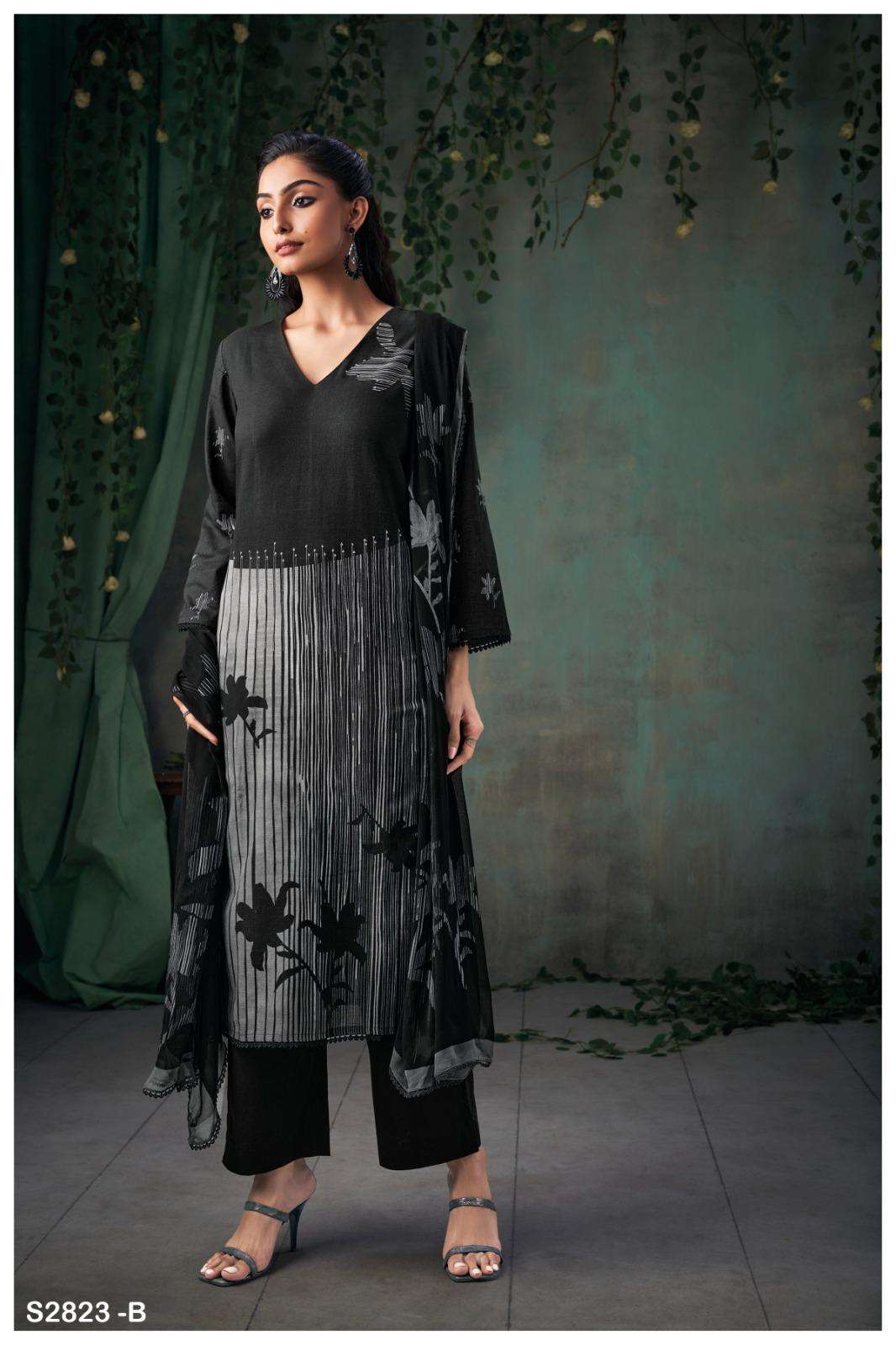 GANGA BLESSICA COTTON PRINTED WITH WORKS TRADITIONAL WEAR SUIT